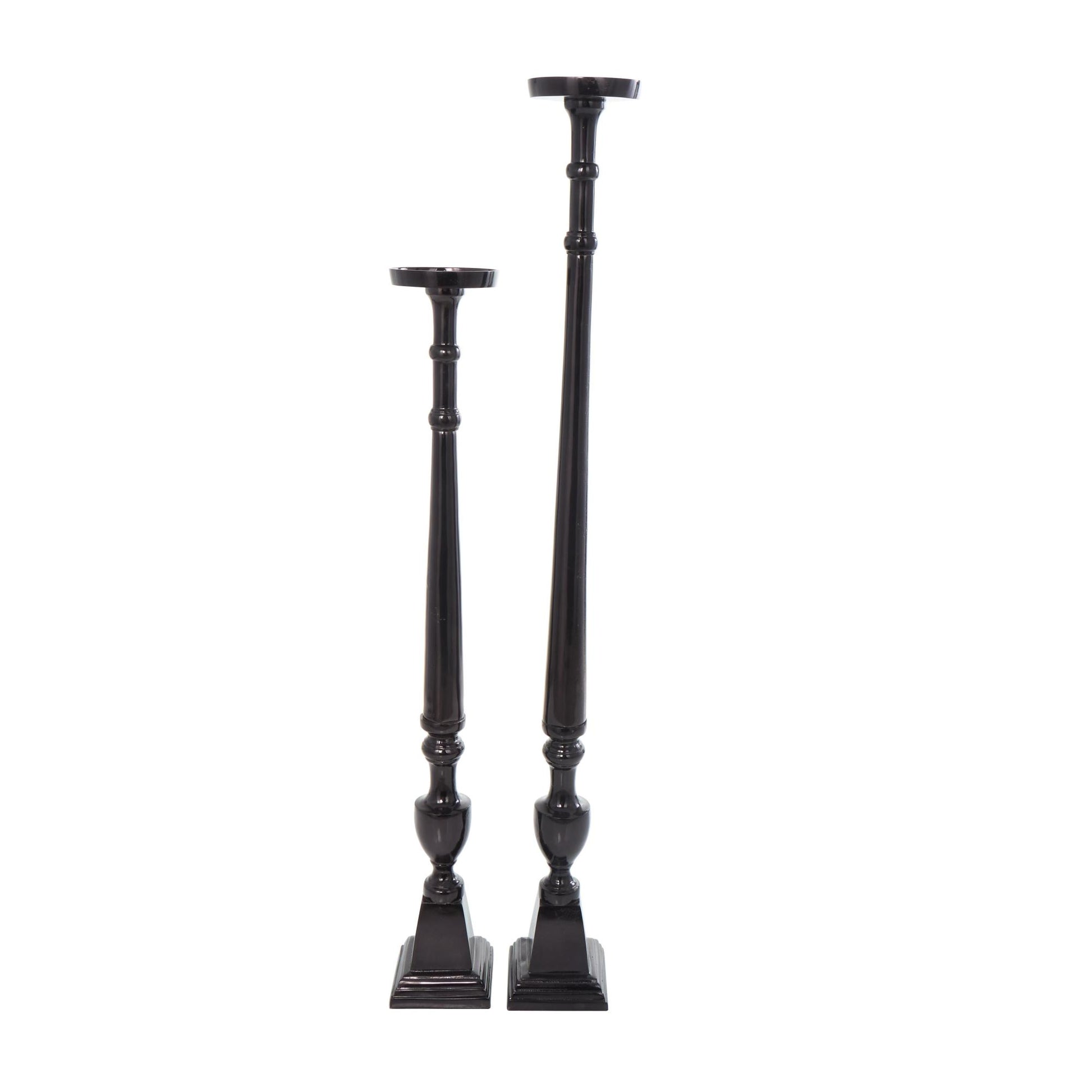 Set of 2 Aluminum Metal Tall Floor Decorative Candle Holder