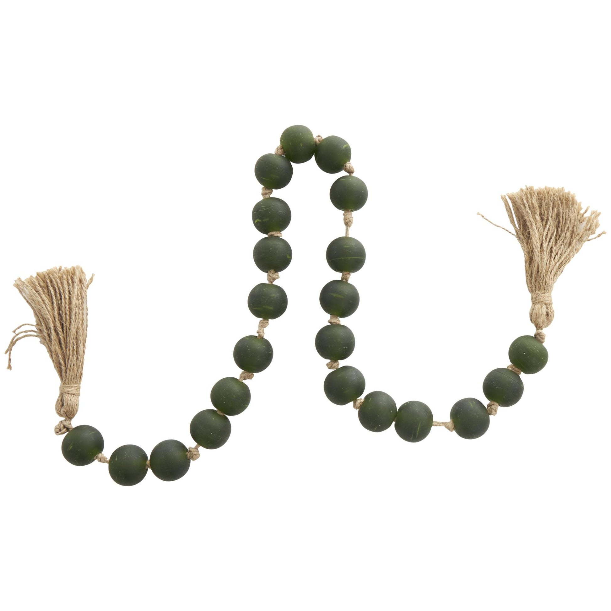 Glass Handmade Round Beaded Garland with Tassel with Knotted Brown Jute
