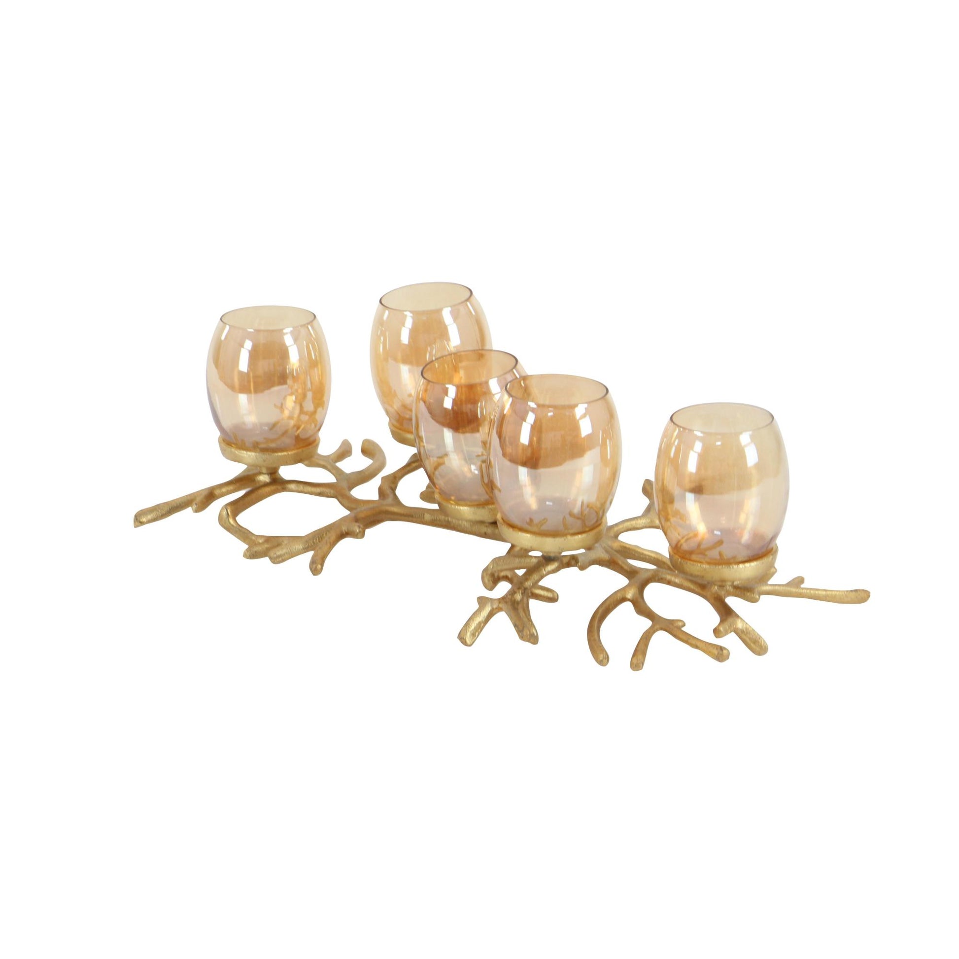 Coral Gold Aluminum Metal Decorative Candelabra