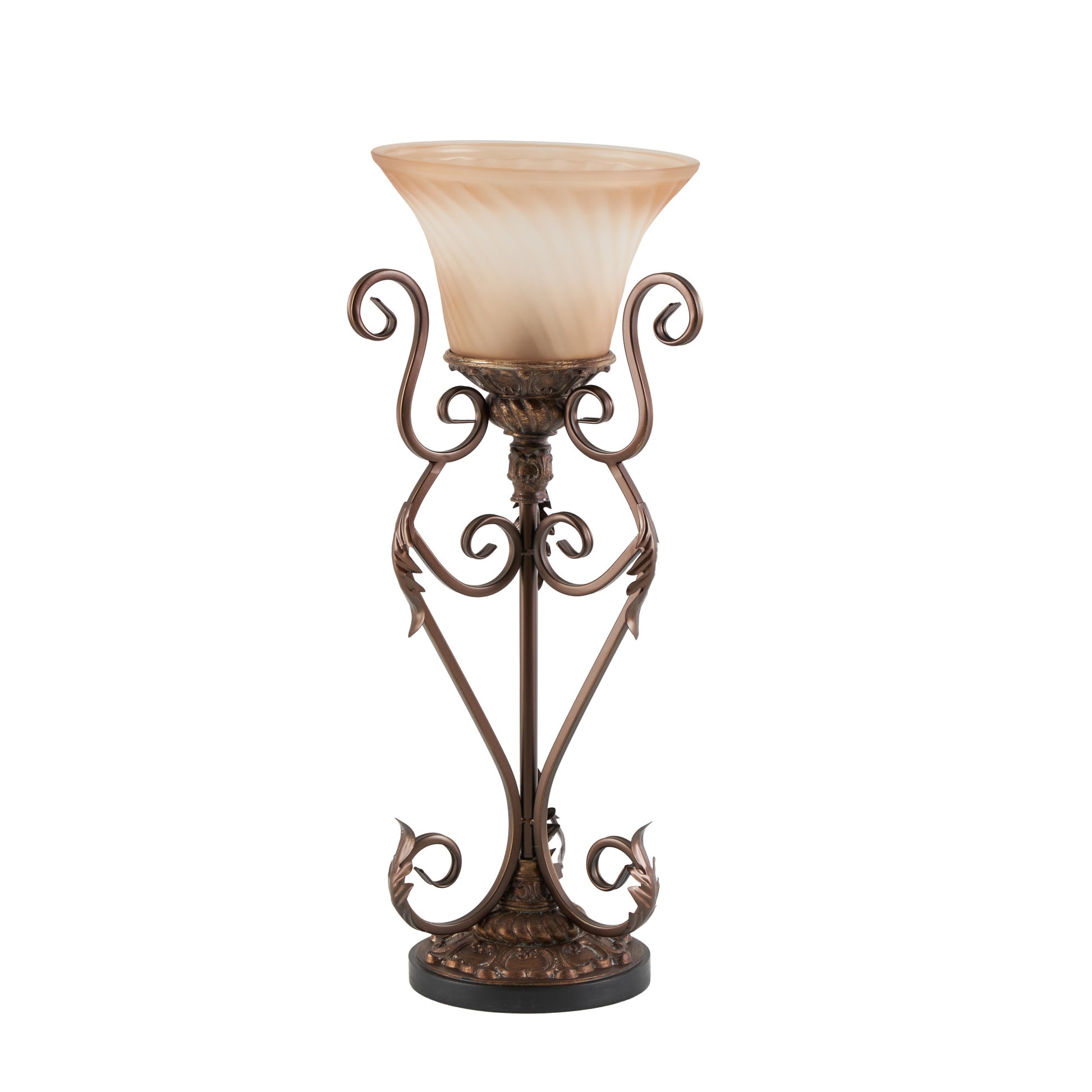 Set of 2 Scroll Brown Metal Antique Style Room Uplight