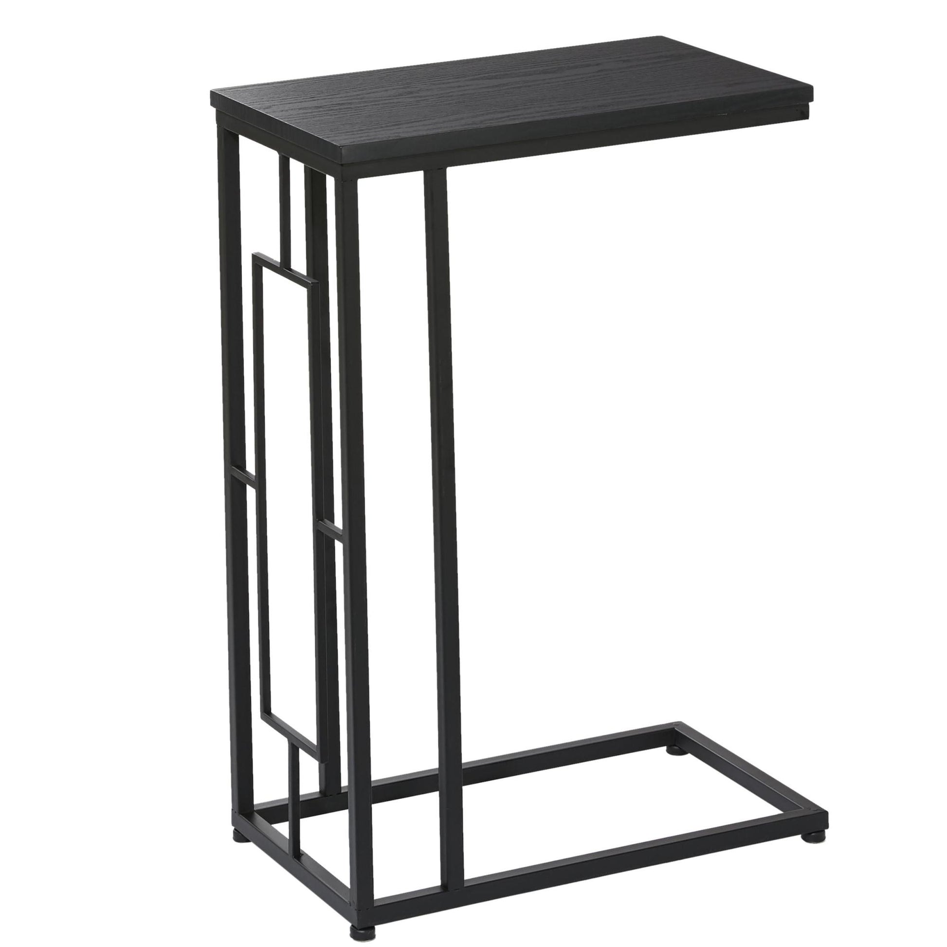 Metal C-Shaped Side End Accent Table with Black Metal Base