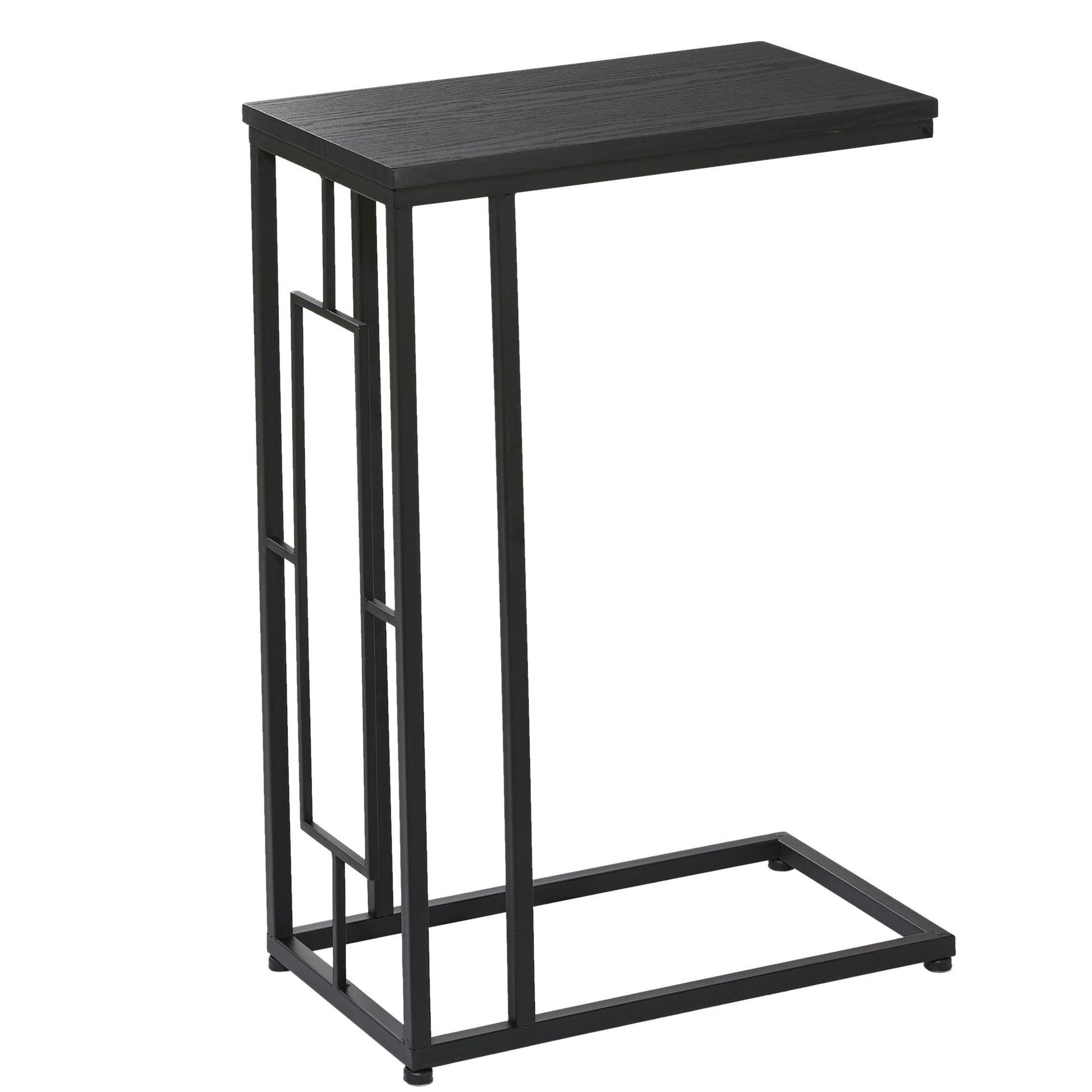 Metal C-Shaped Side End Accent Table with Black Metal Base