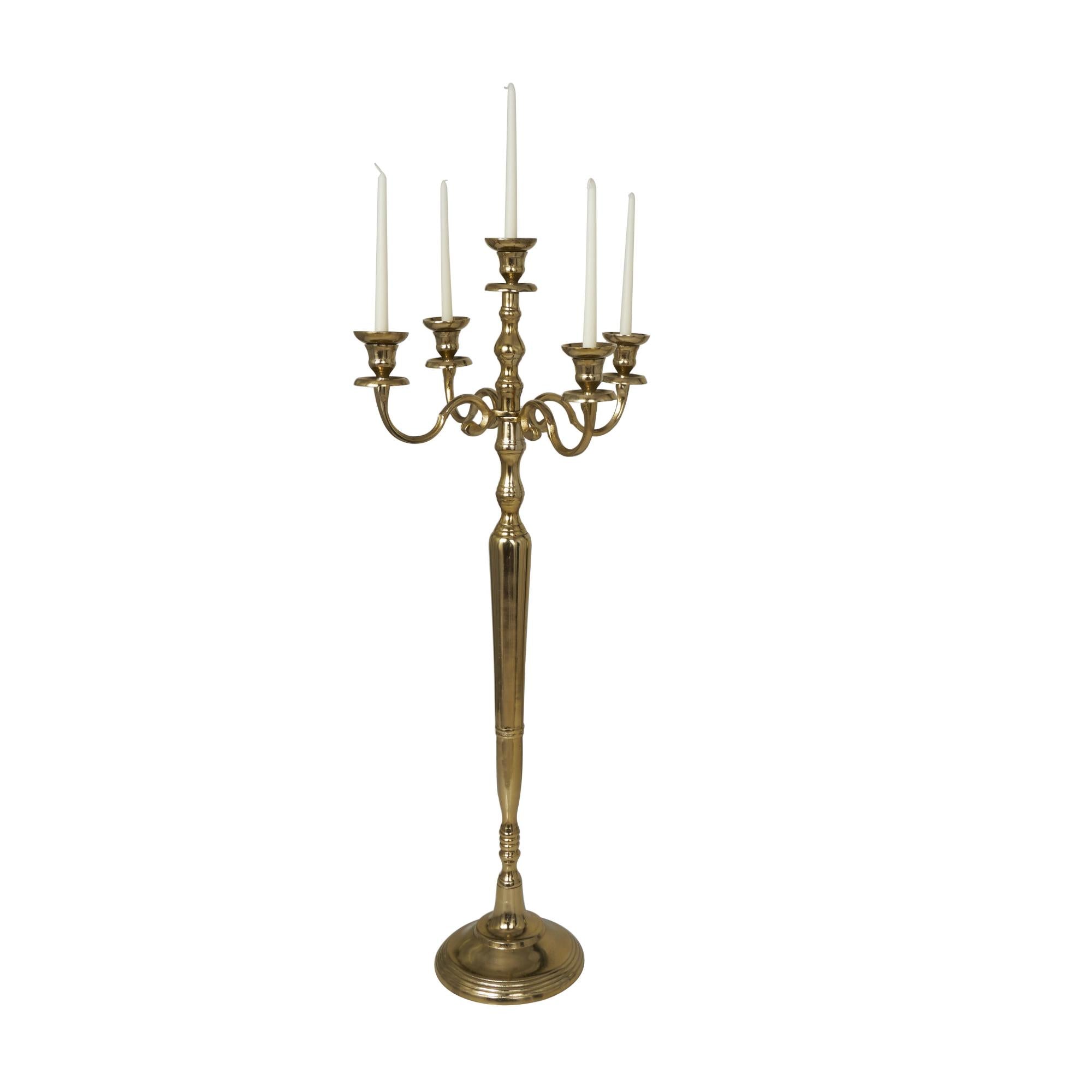 Scroll Aluminum Metal Tall Floor 5 Candle Decorative Candelabra