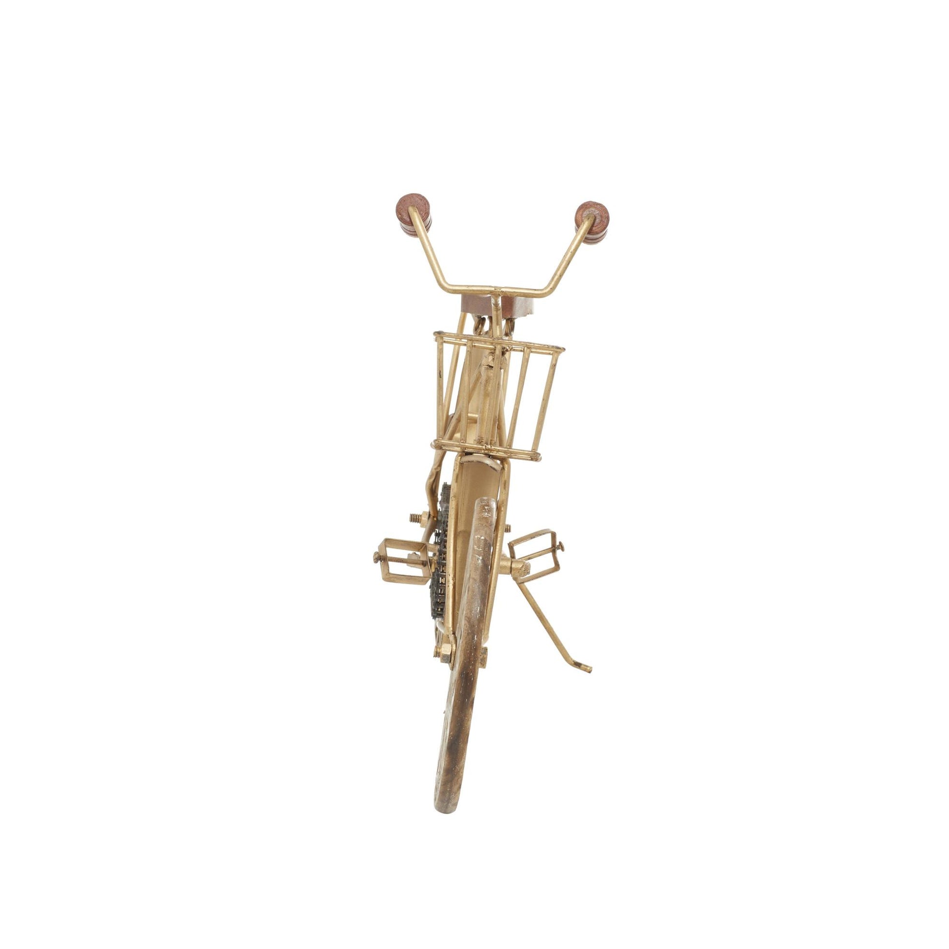 Bike Metal Decorative Sculpture with Carved Wood Wheels