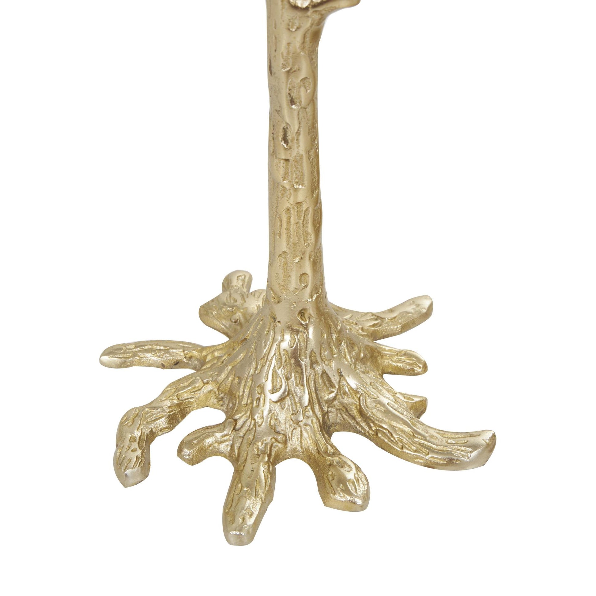 Set of 3 Abstract Gold Aluminum Metal Tall Floor Decorative Candle Holder with Stick Inspired Design