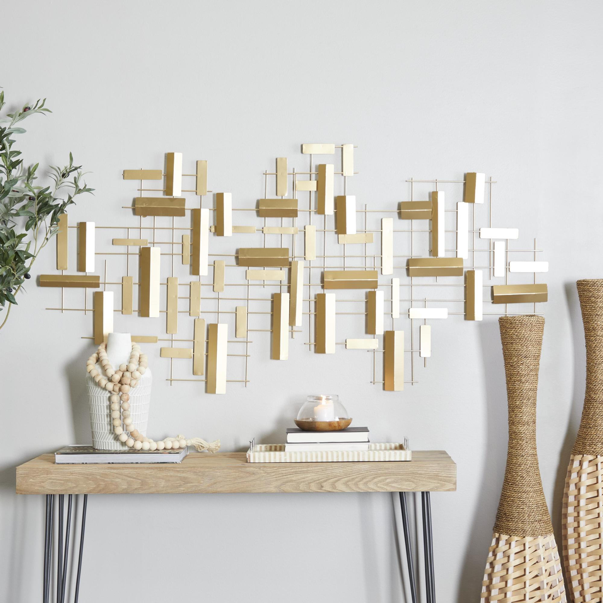 CosmoLiving by Cosmopolitan Geometric Metal 3D Stripes Home Wall Decor