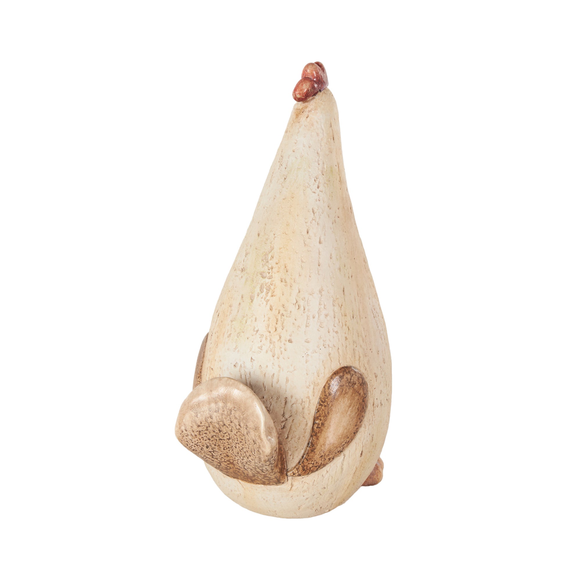 Rooster Cream Magnesium Oxide Standing Decorative Garden Sculpture with Red Accents