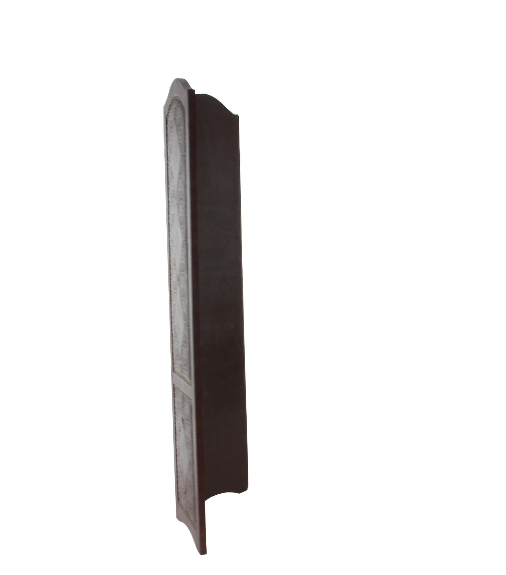 Scroll Brown Faux Leather Foldable Partition 4 Panel Partition Room Divider Screen with Faux Leather Detailing