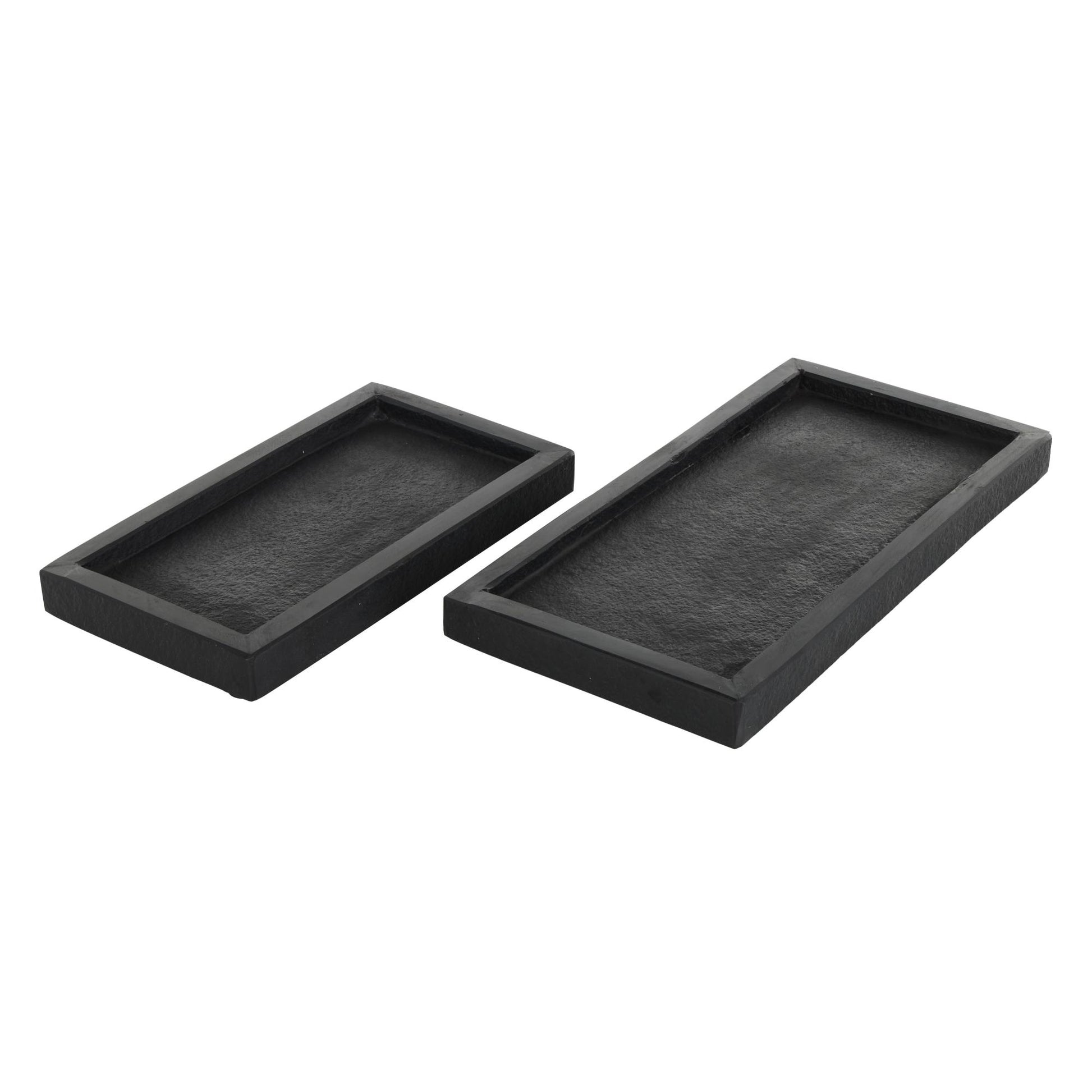 Set of 2 Marble Minimalistic Textured Square Living Room Decor Tray Set of 2 10", 8"W