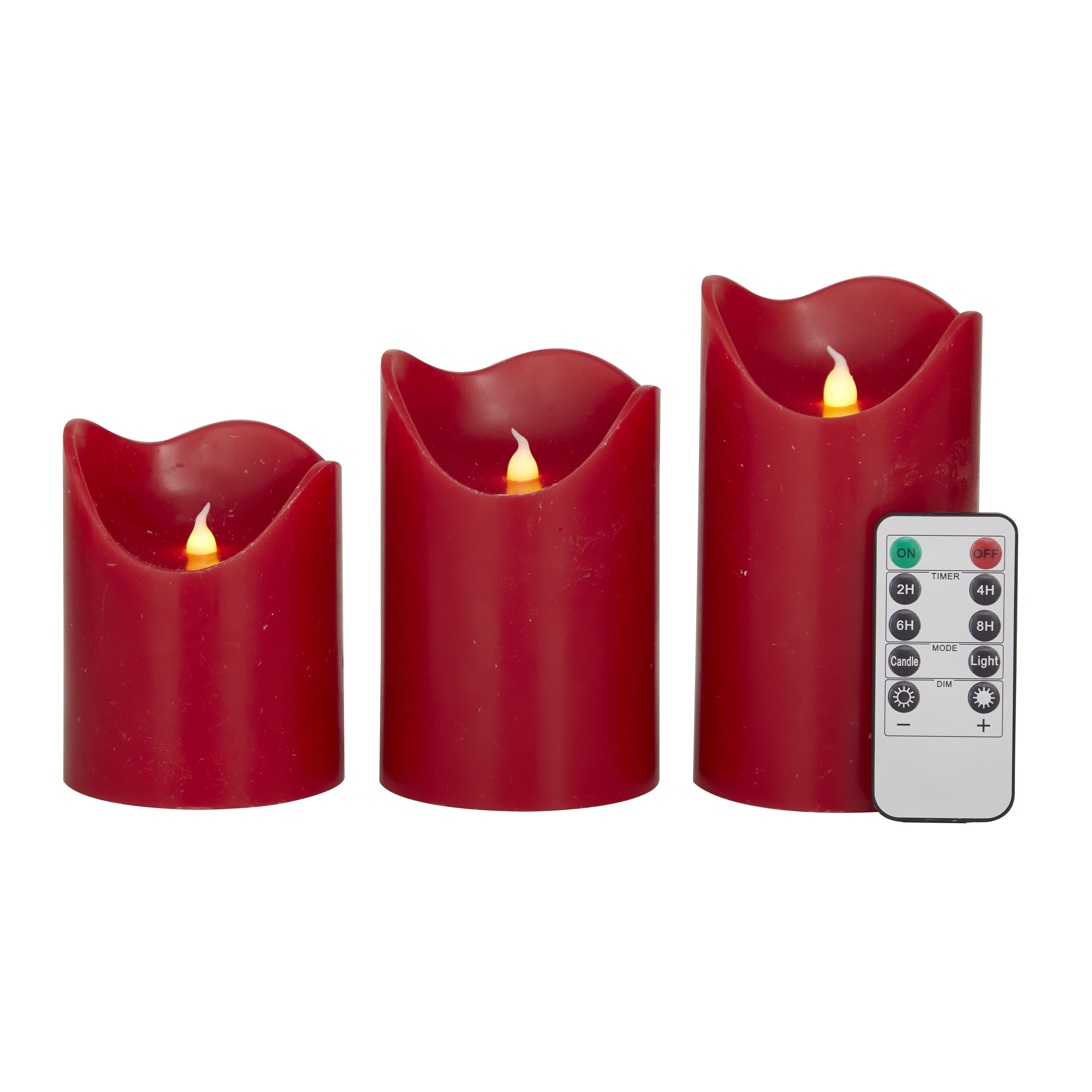 Set of 3 Wax Indoor Outdoor Flameless Candle with Remote Control