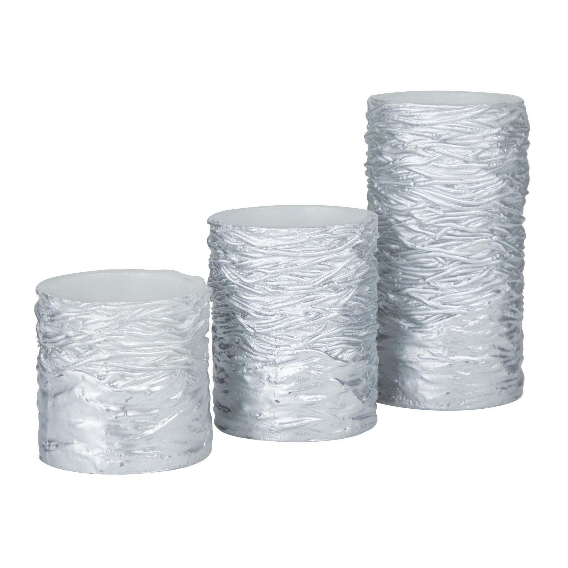 Set of 3 Wax Textured Indoor Outdoor Flameless Candle with Remote Control