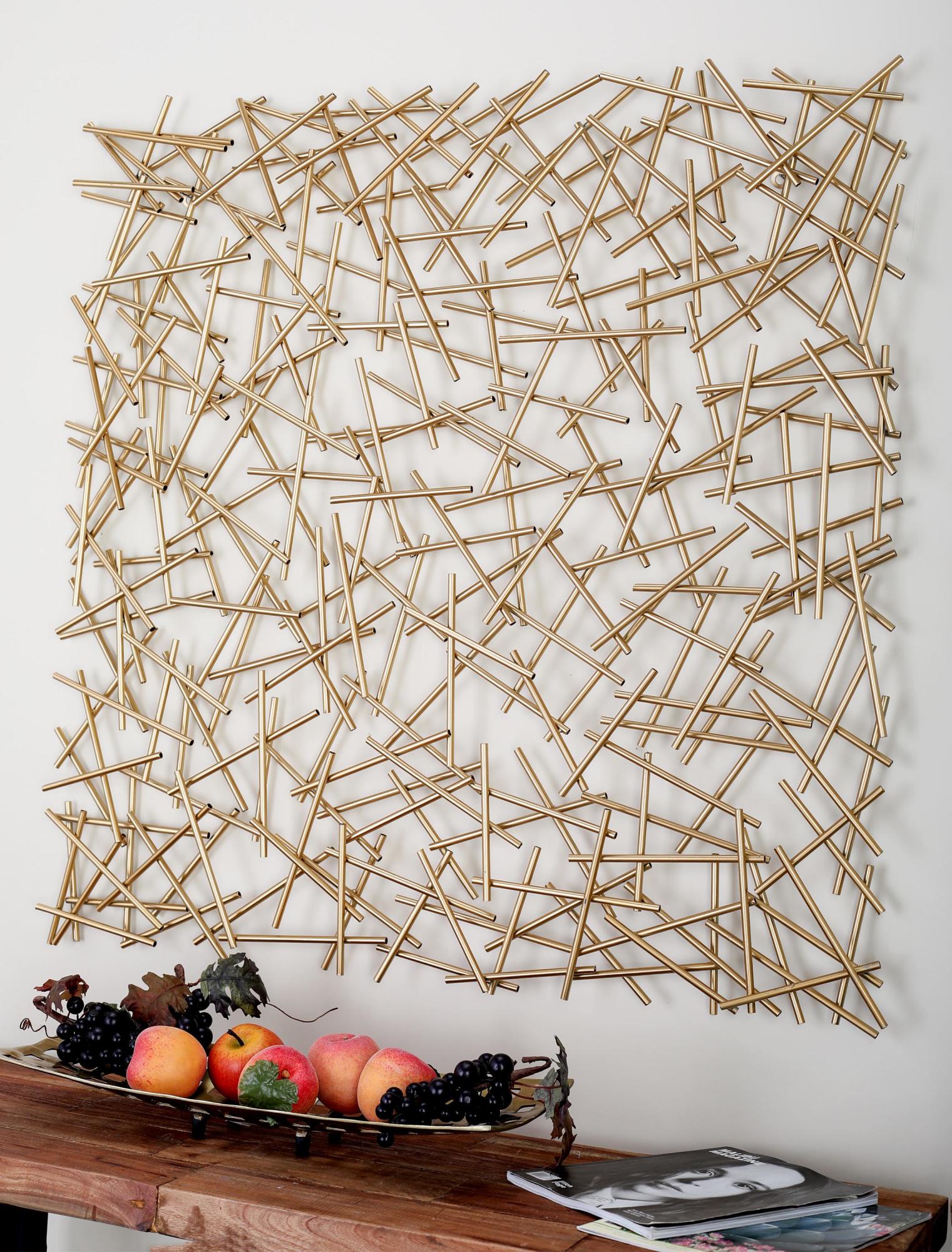 Geometric Gold Metal Overlapping Lines Home Wall Decor