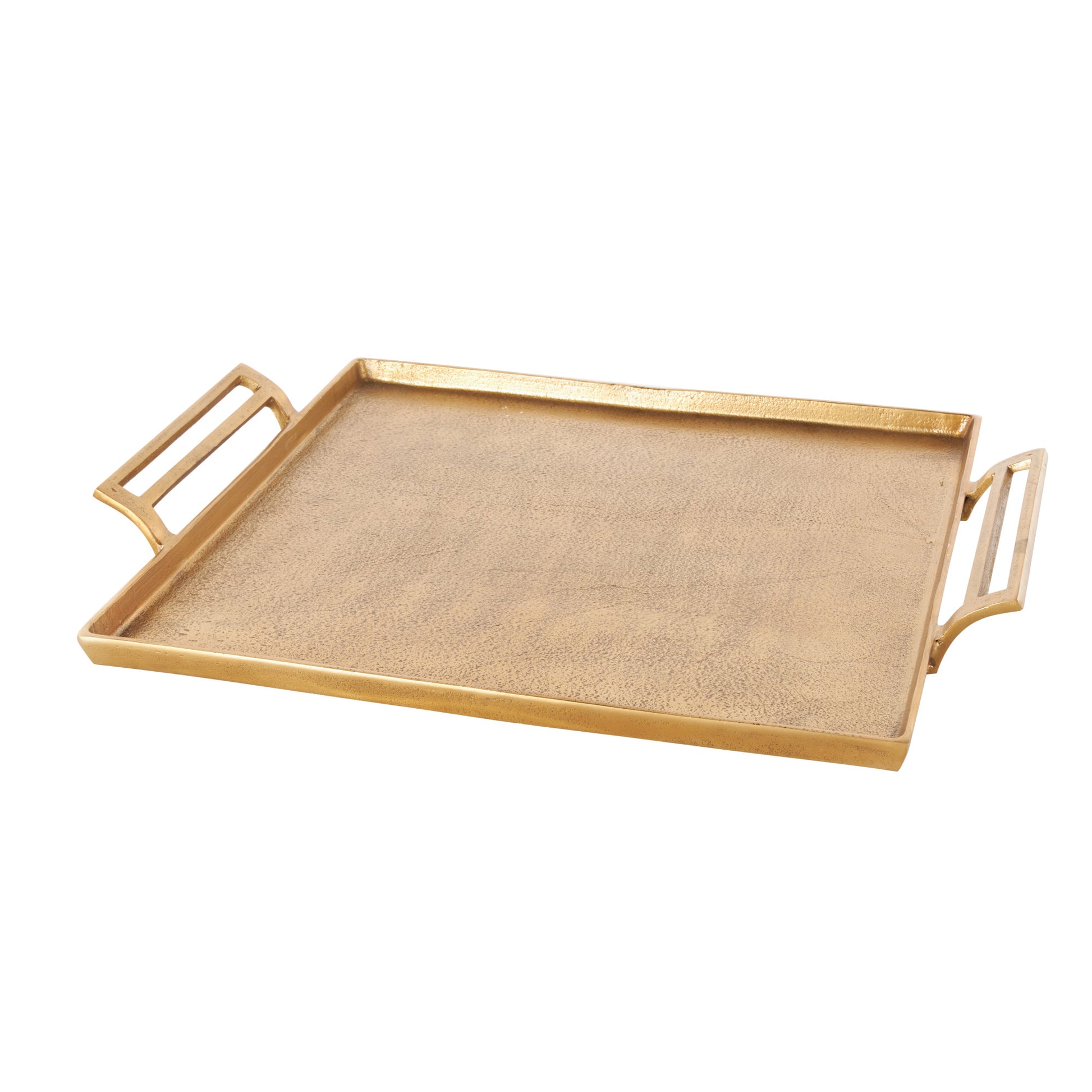 Aluminum Metal Square Living Room Decor Tray with Handles