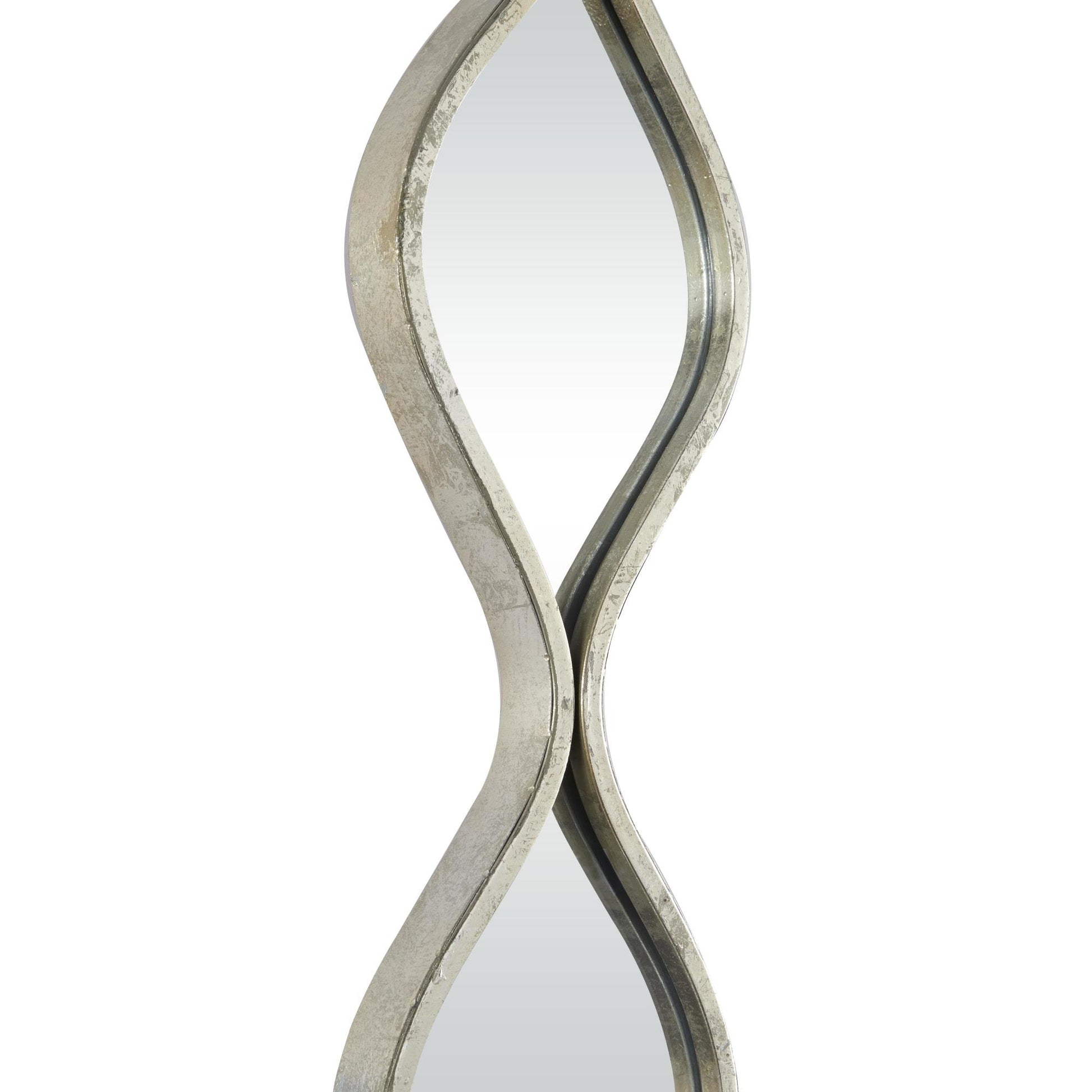Metal Slim Stacked Chain 5 Layer Room Wall Mirror with Tear Drop Pattern 7" x 1" x 58"