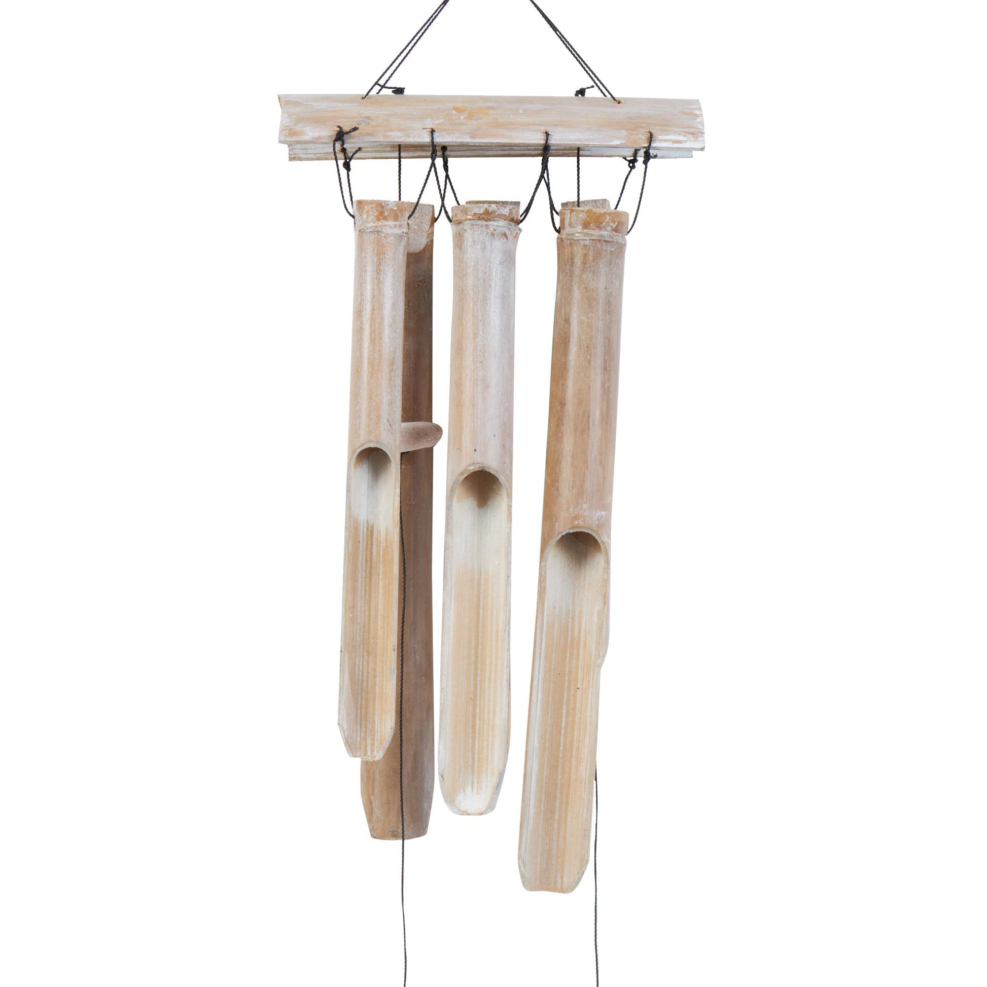 Ship Wheel Blue Bamboo Wood Handmade Indoor Outdoor Windchime with Log Chimes