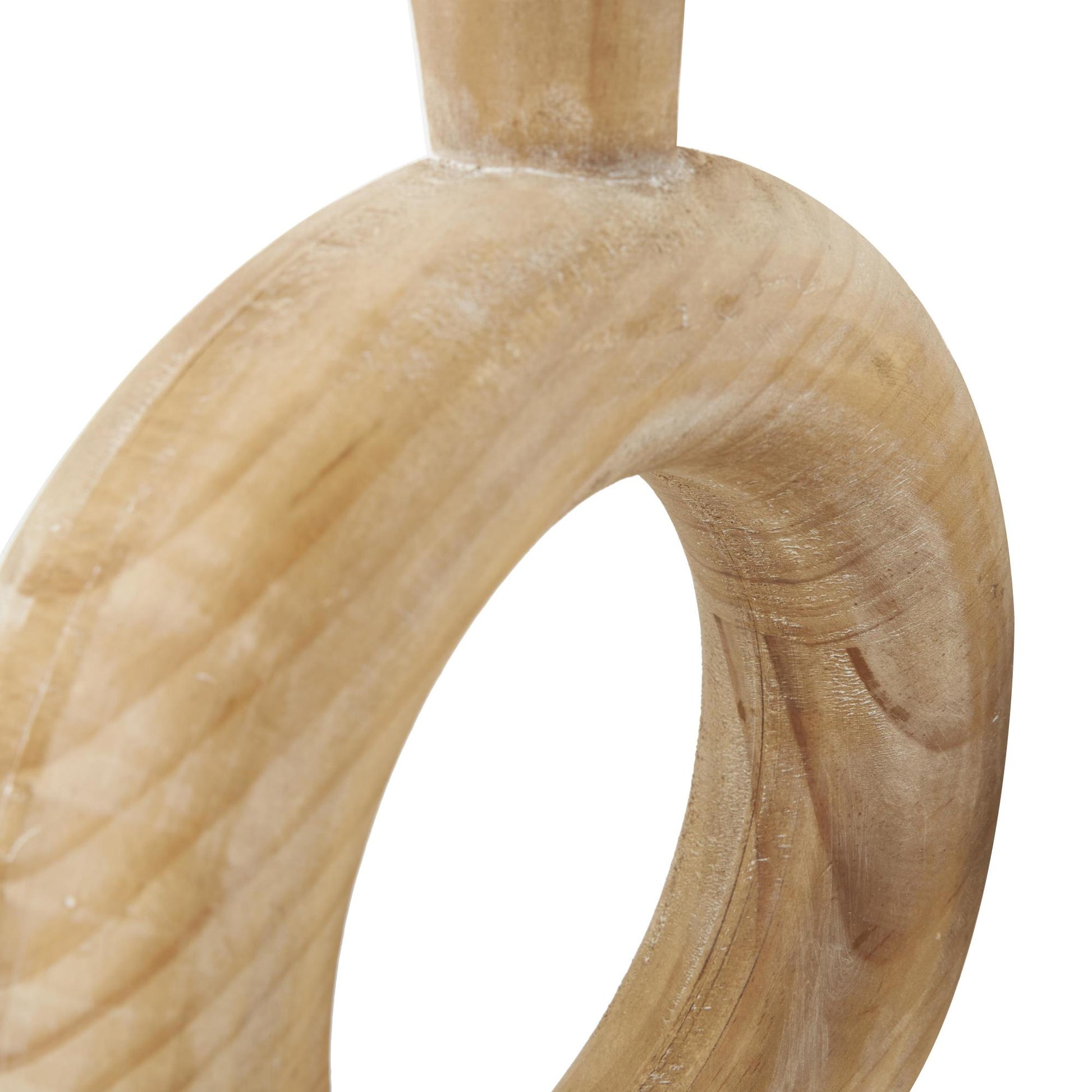 Set of 2 Brown Wood Circular Decorative Vase with Cutout Center