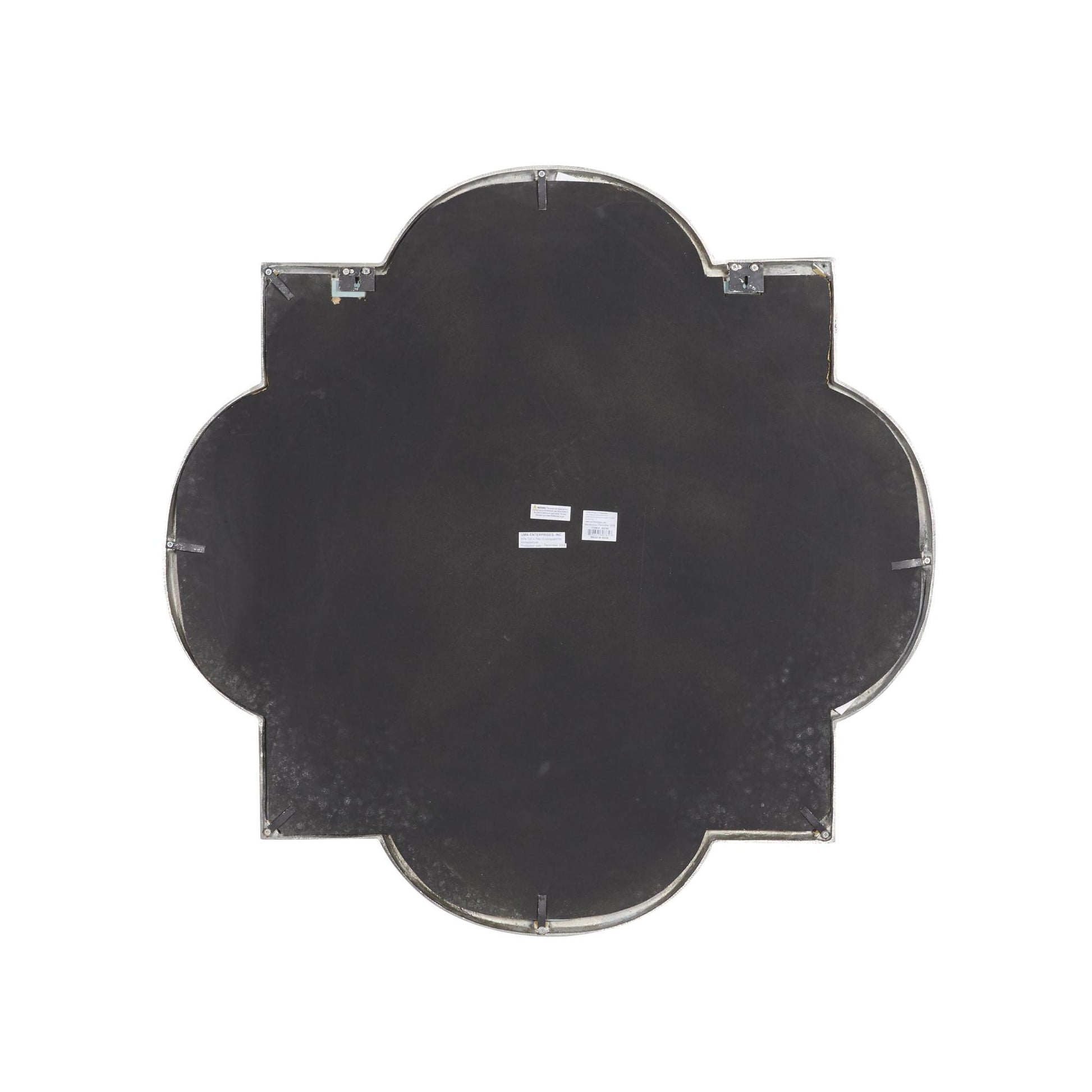 Gray Aluminum Metal Quatrefoil Engraved Room Wall Mirror