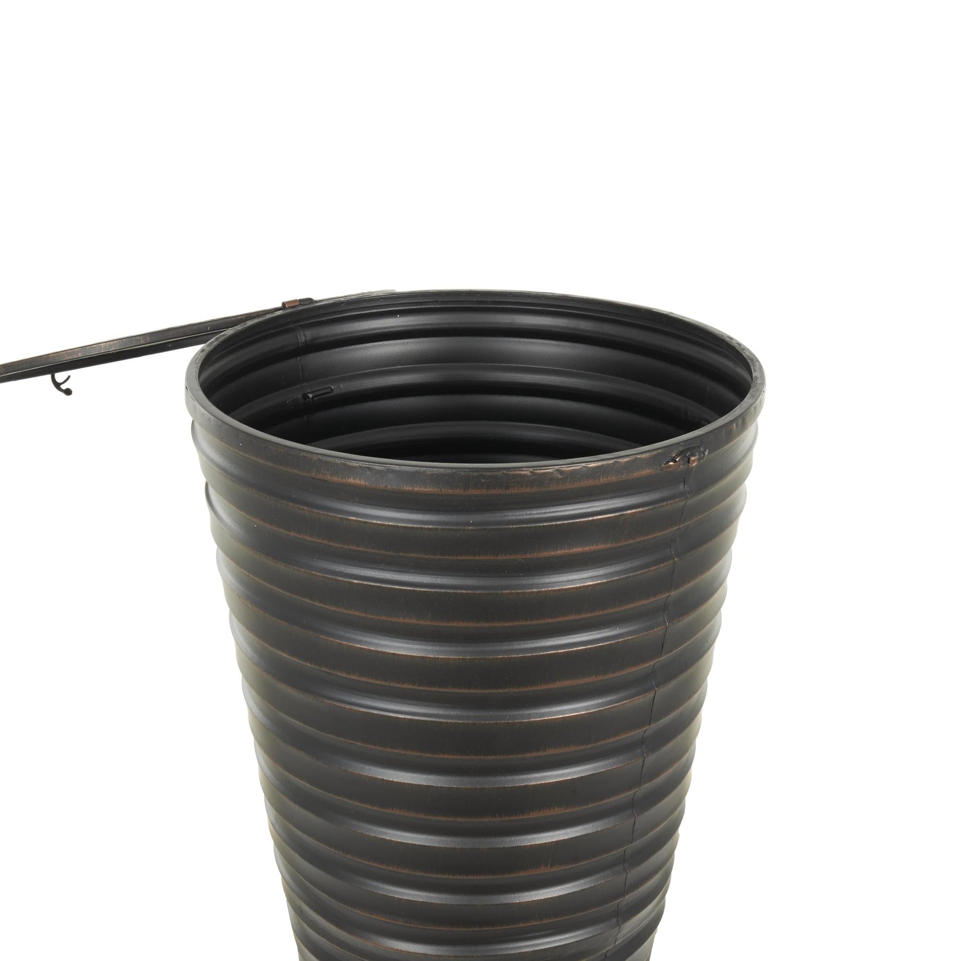 Set of 3 Bronze Metal Ribbed Tall Cone Floor Decorative Vase with Horizontal Grooves