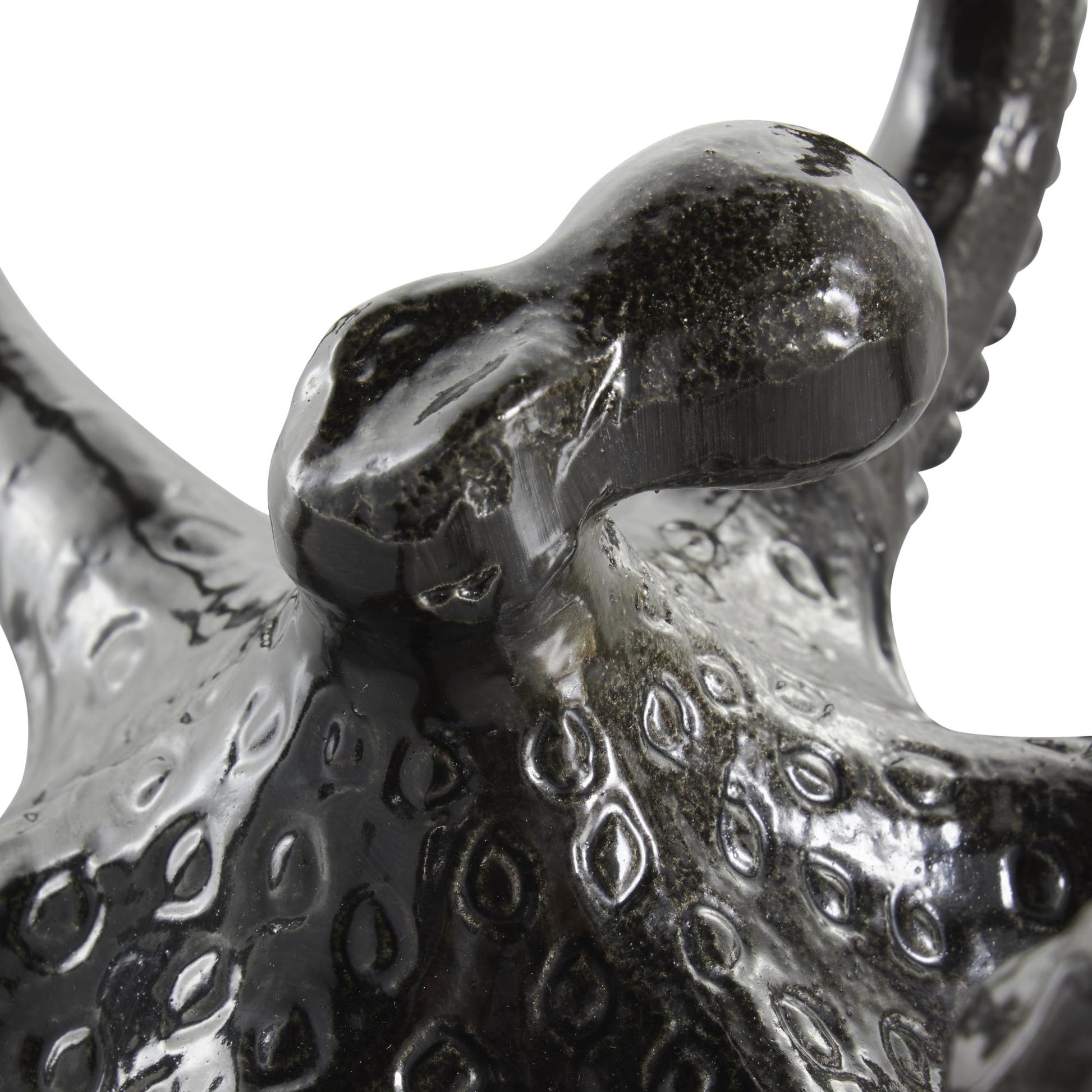 Set of 2 Octopus Black Aluminum Metal Decorative Sculpture with Splayed Arms