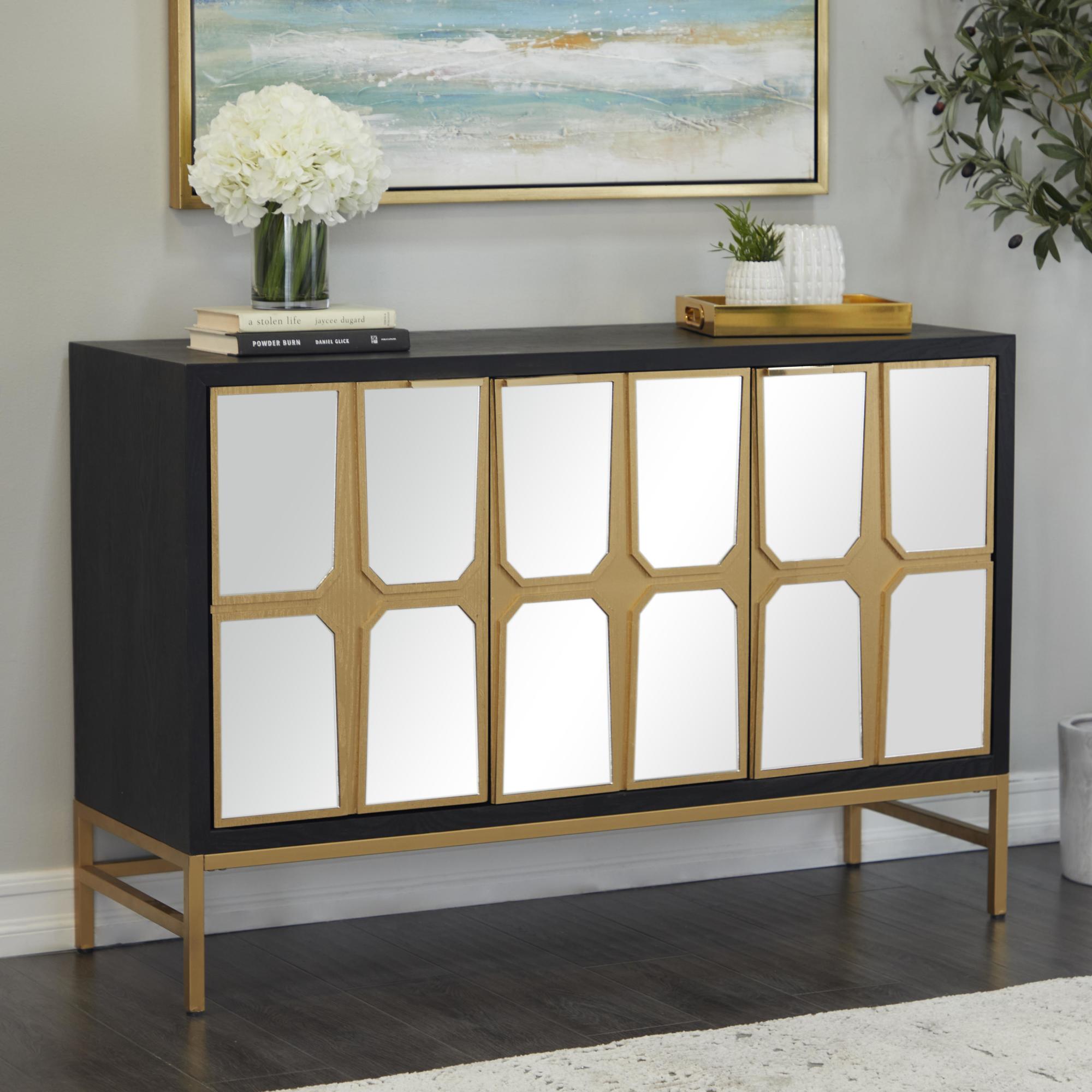 Wooden 3 Door Room Cabinet with Mirrored Front