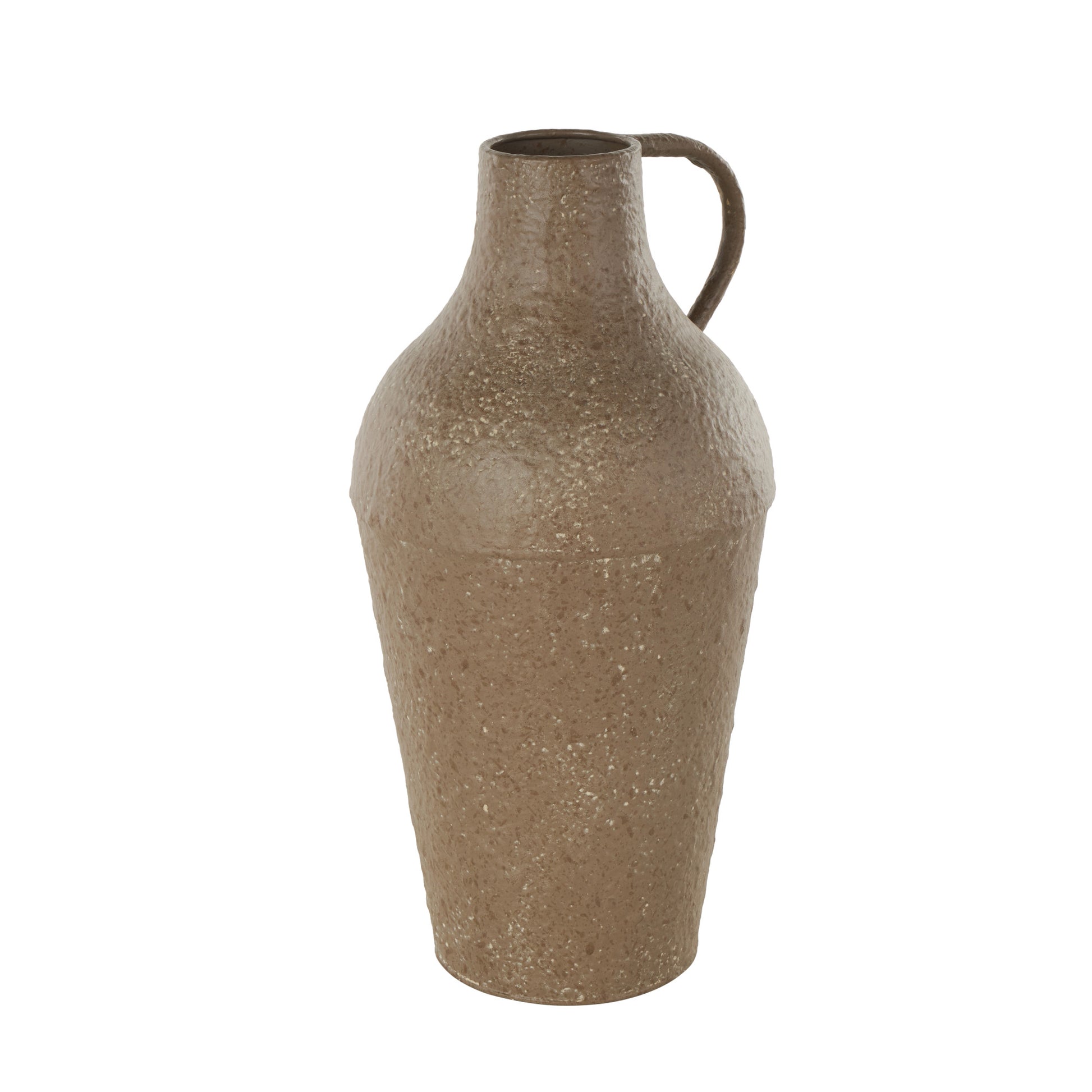 Brown Metal Antique Inspired Decorative Vase with Handle