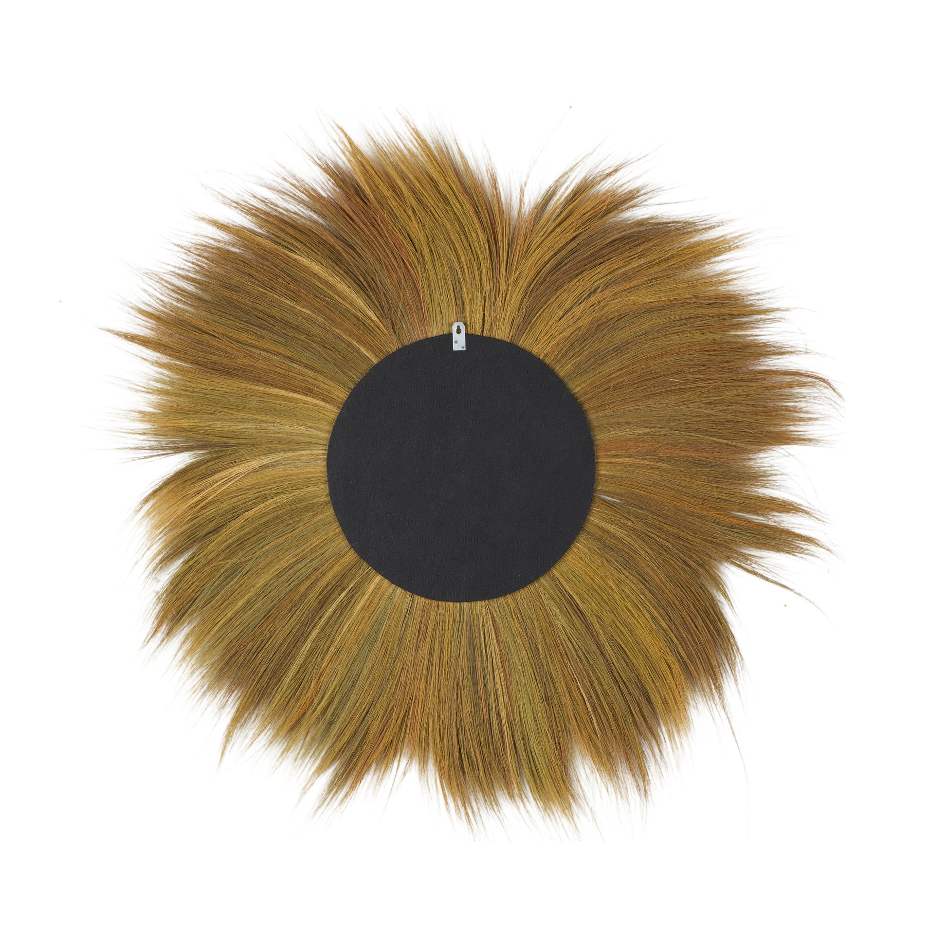 Brown Dried Plant Tribal Inspired Sunburst Grass Room Wall Mirror with Coiled Rope Center