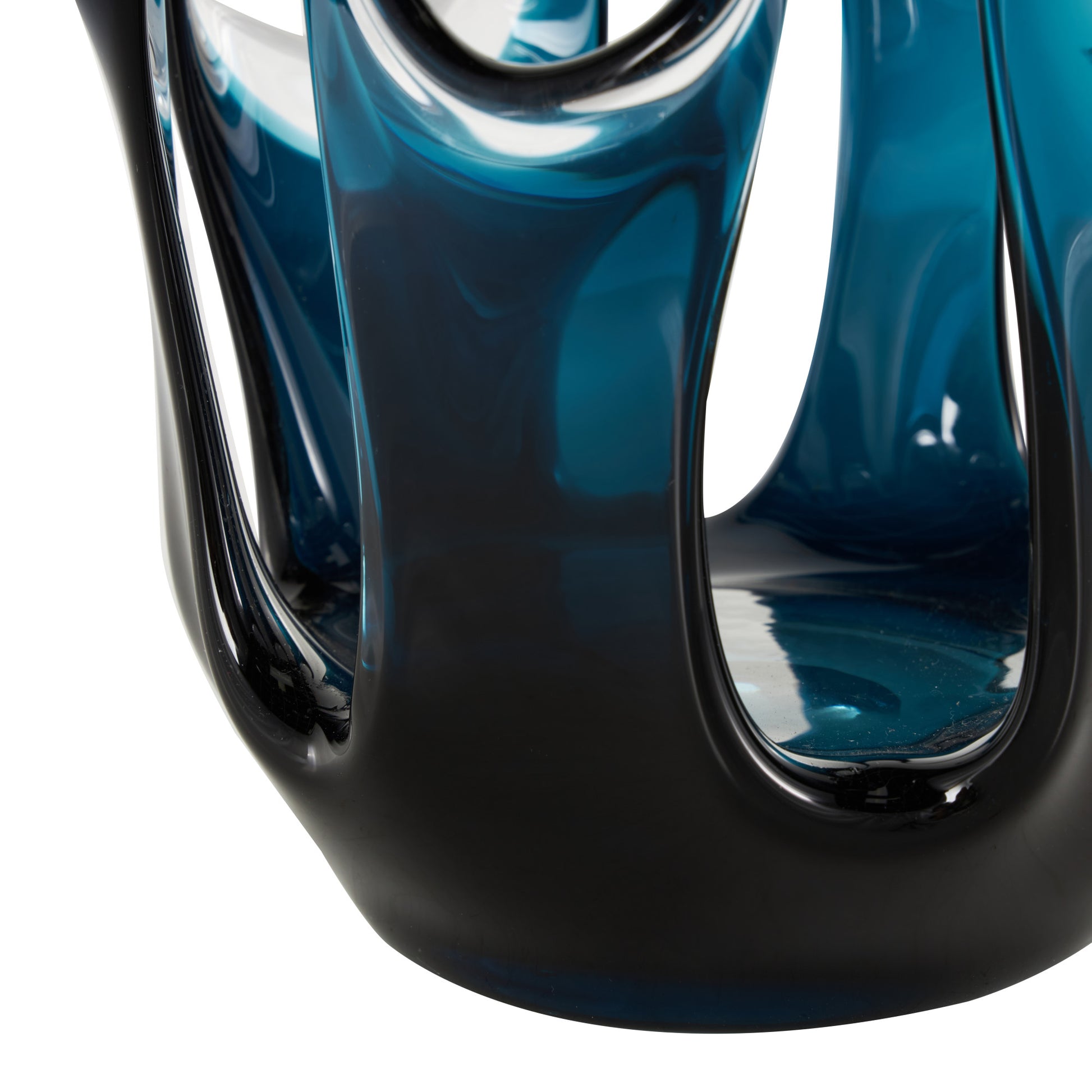 Abstract Glass Ombre Decorative Vase with Wavy Oval Cutouts