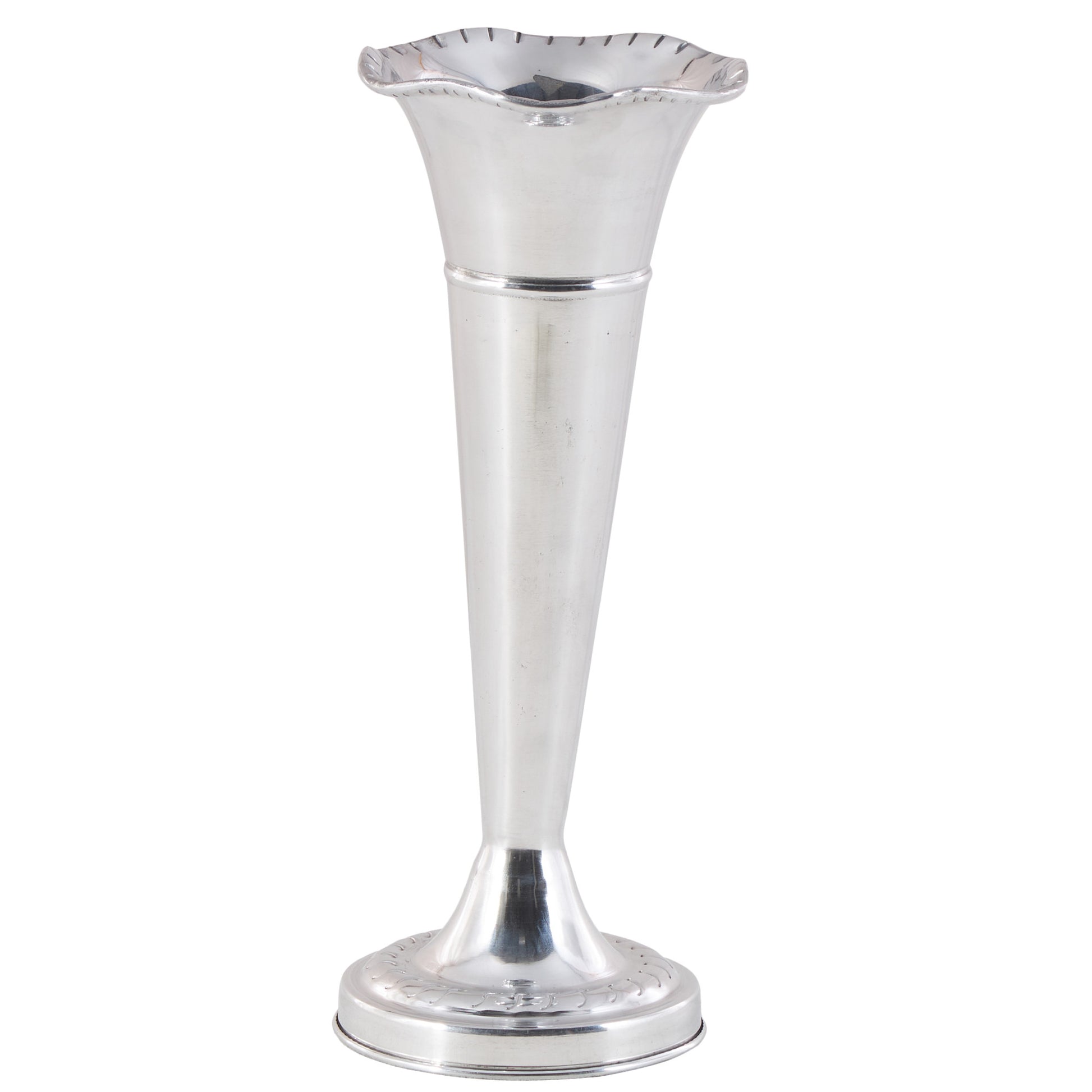 Silver Aluminum Metal Flute Shaped Decorative Vase
