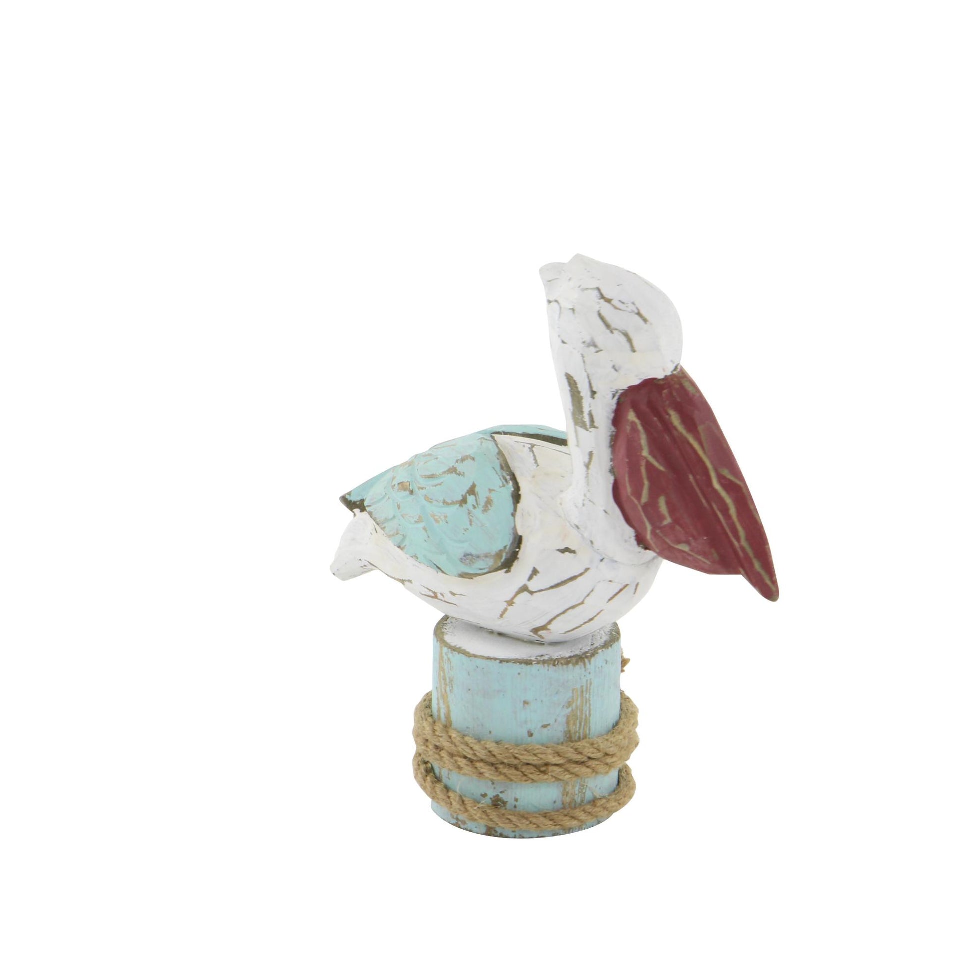 Pelican Multi Colored Wood Decorative Sculpture