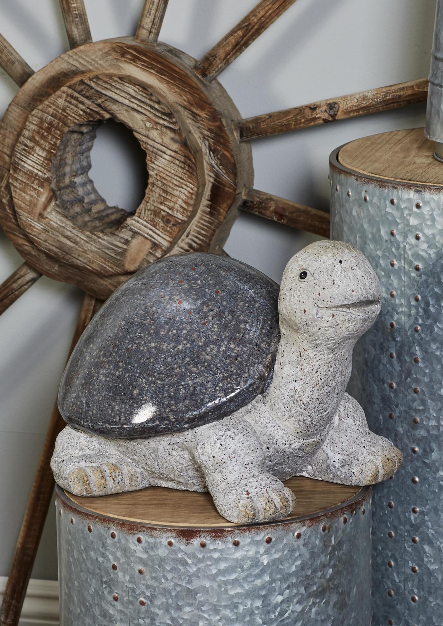 Turtle White Polystone Indoor Outdoor Decorative Garden Sculpture