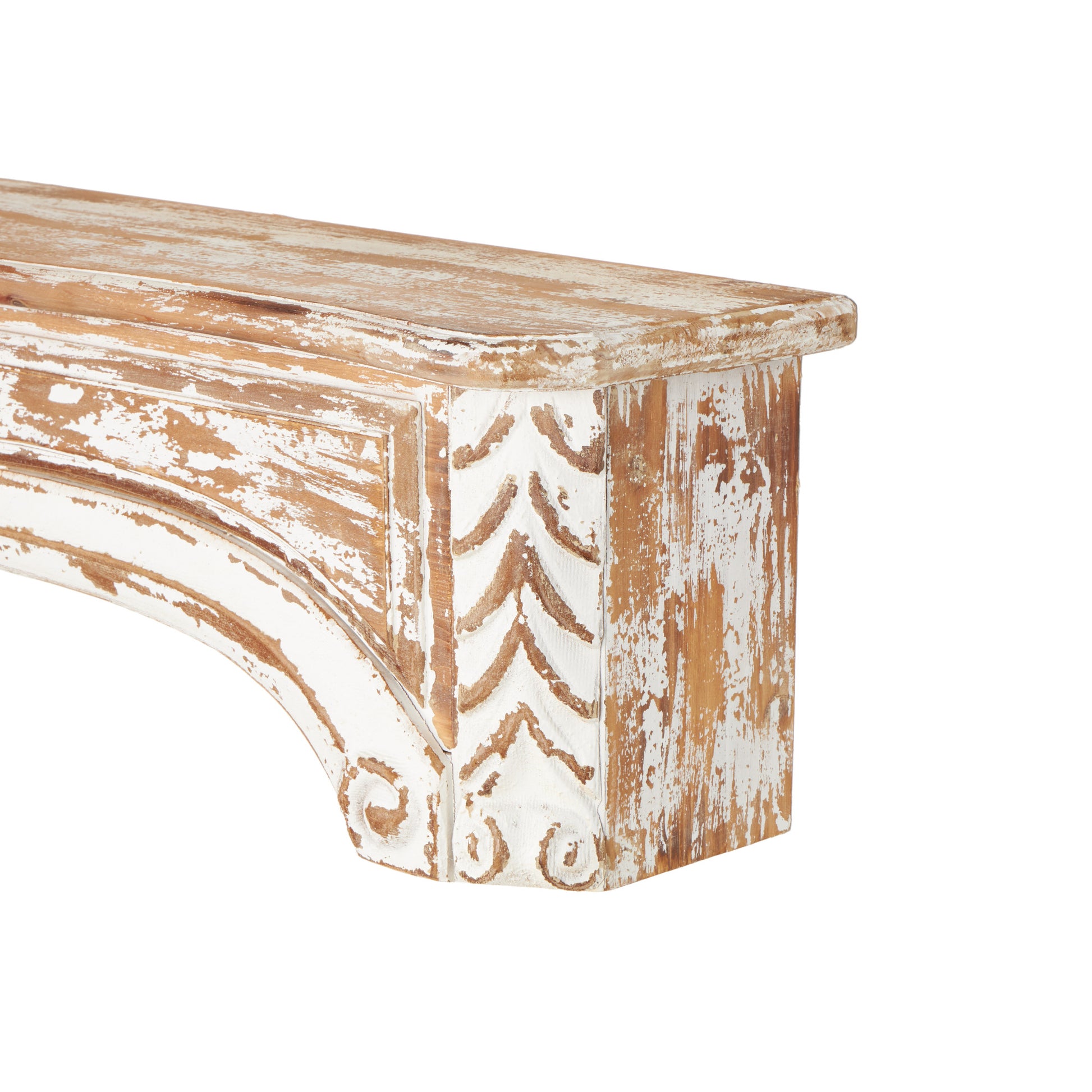 Light Brown Wooden Distressed 1 Shelf Room Wall Shelf