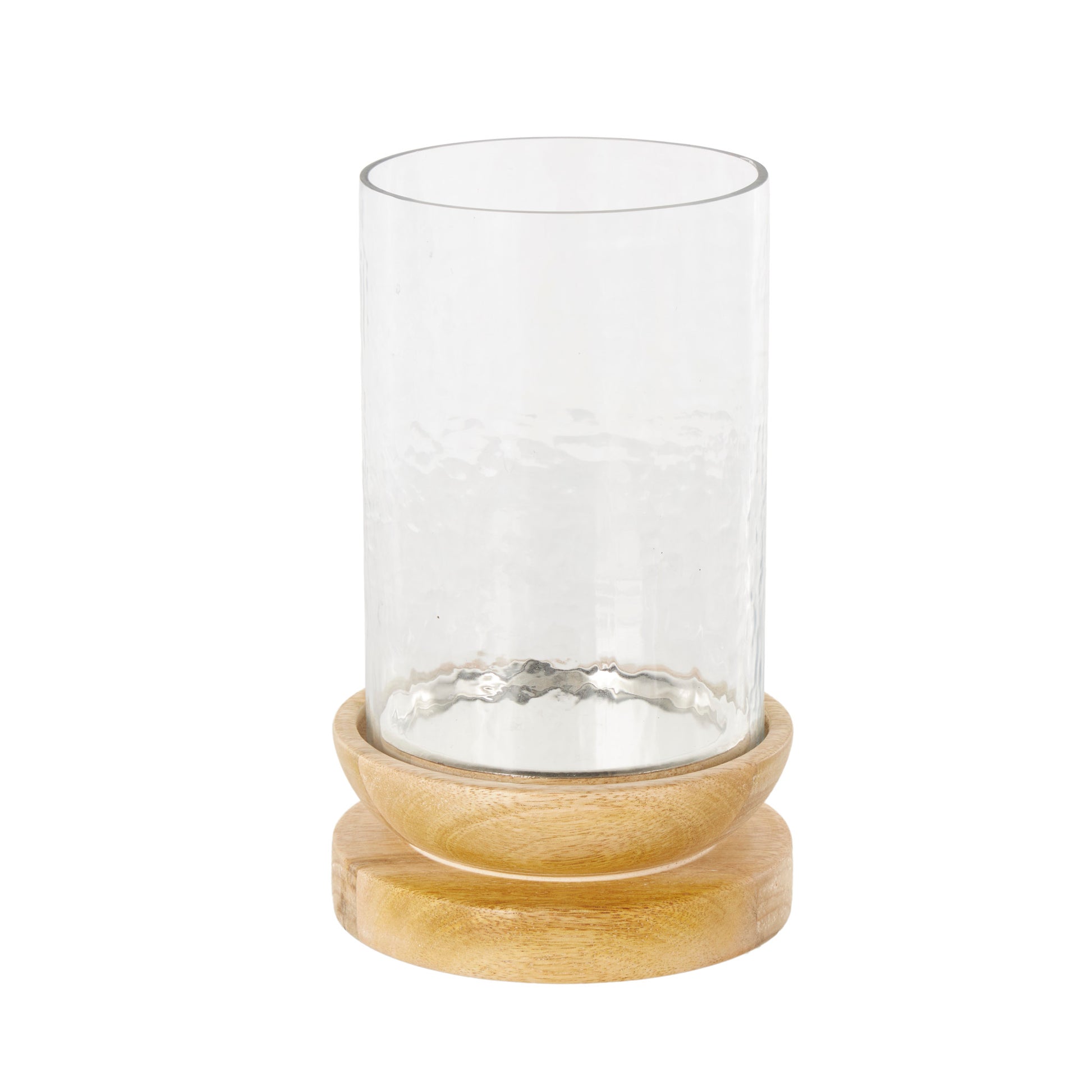 Cream Wood Single Candle Room Hurricane Lamp