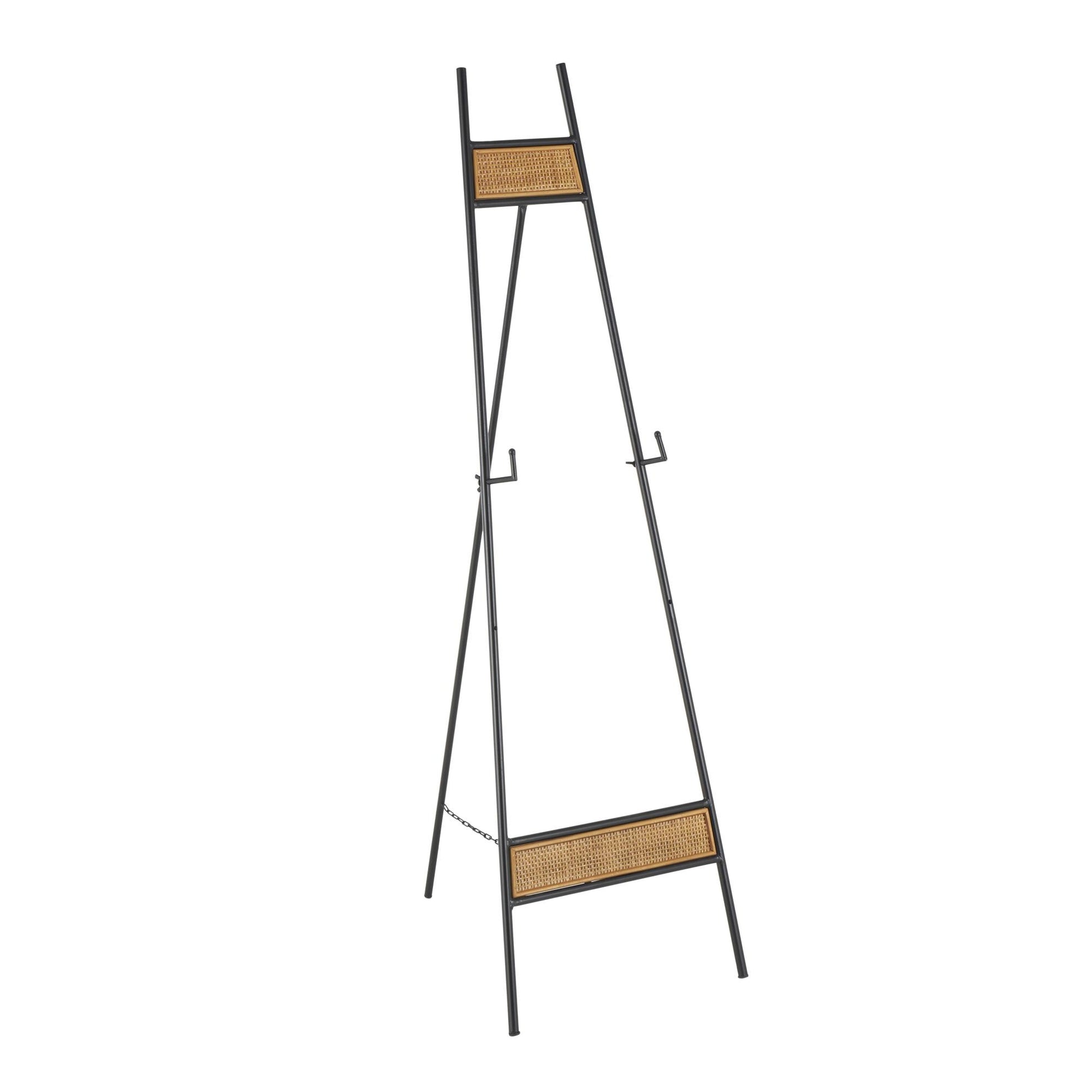 Black Metal Floor 2 Tier Display Easel with Wood Accents