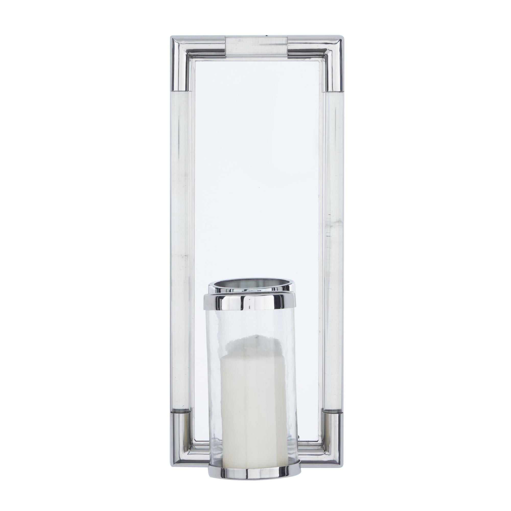 Geometric Silver Stainless Steel Metal Pillar Indoor Outdoor Wall Sconce with Mirror Backing