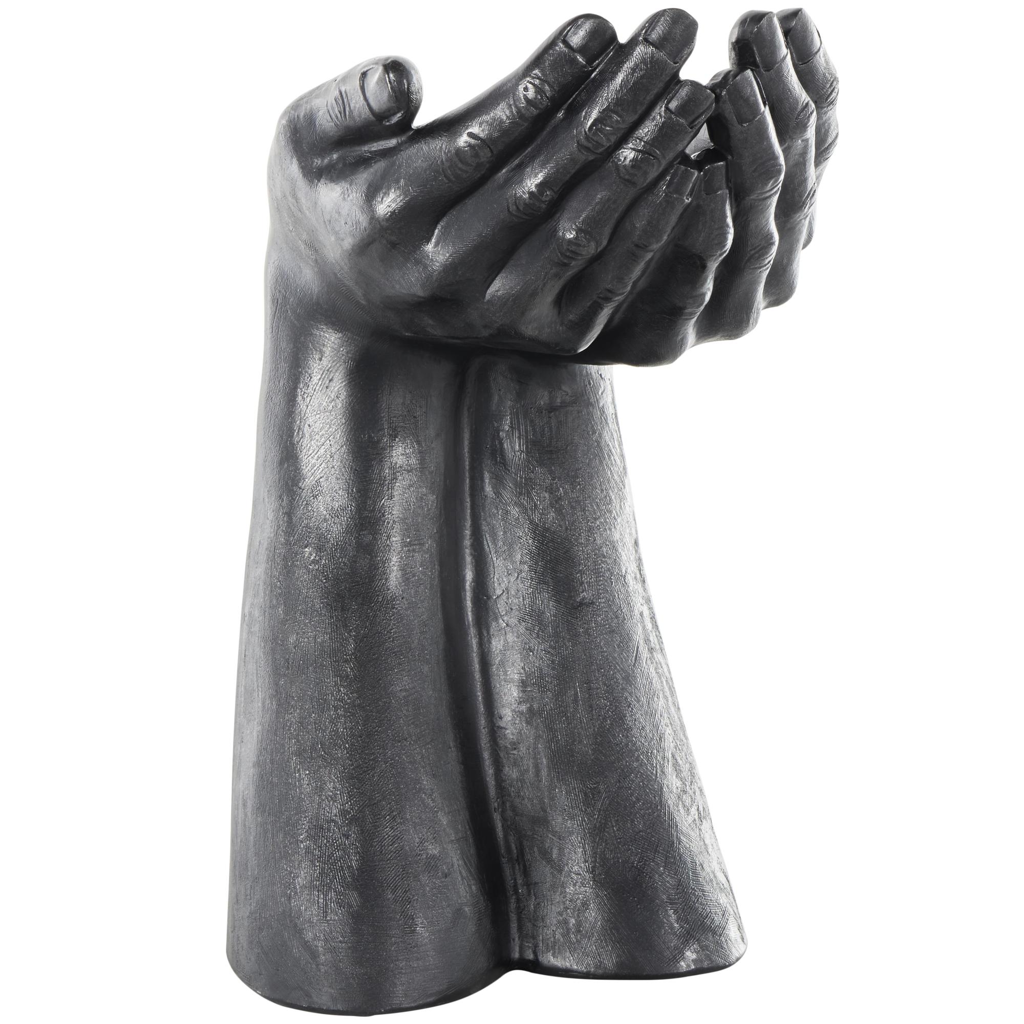 Hands Black Polystone Open Decorative Sculpture