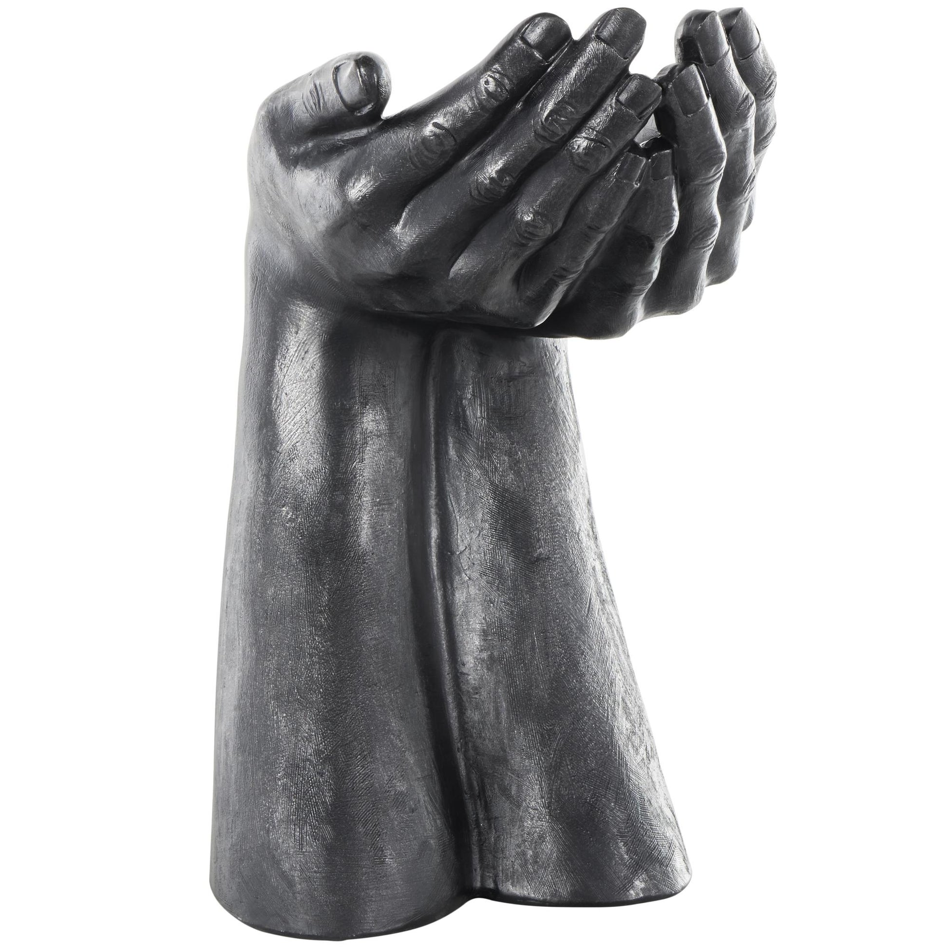 Hands Black Polystone Open Decorative Sculpture