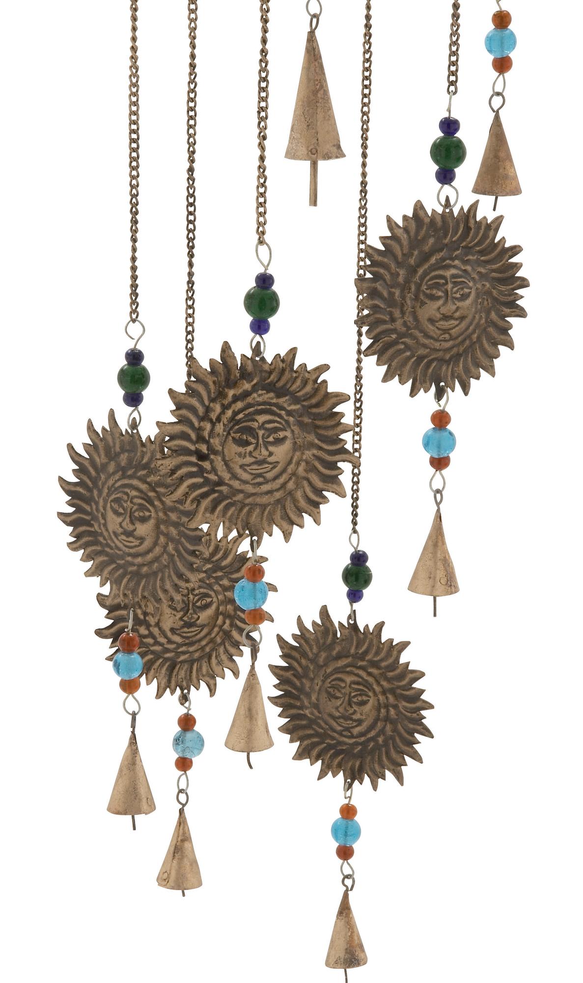 Sun Brass Metal Indoor Outdoor Windchime with Beads