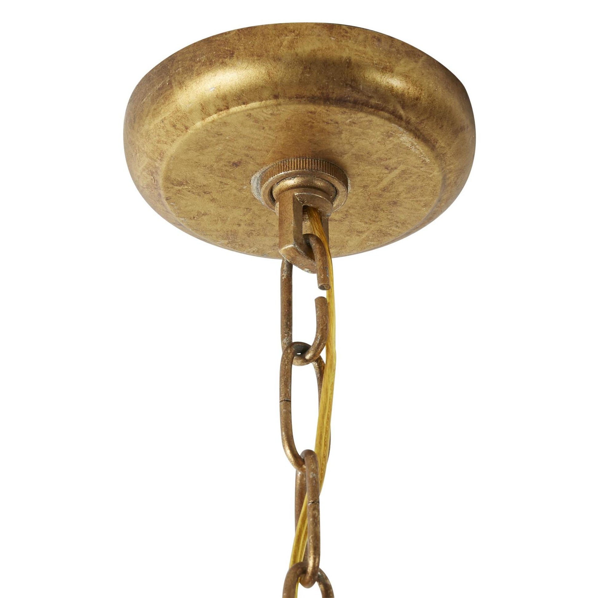 Geometric Gold Metal Caged 4 Light Room Chandelier with Link Style Chain