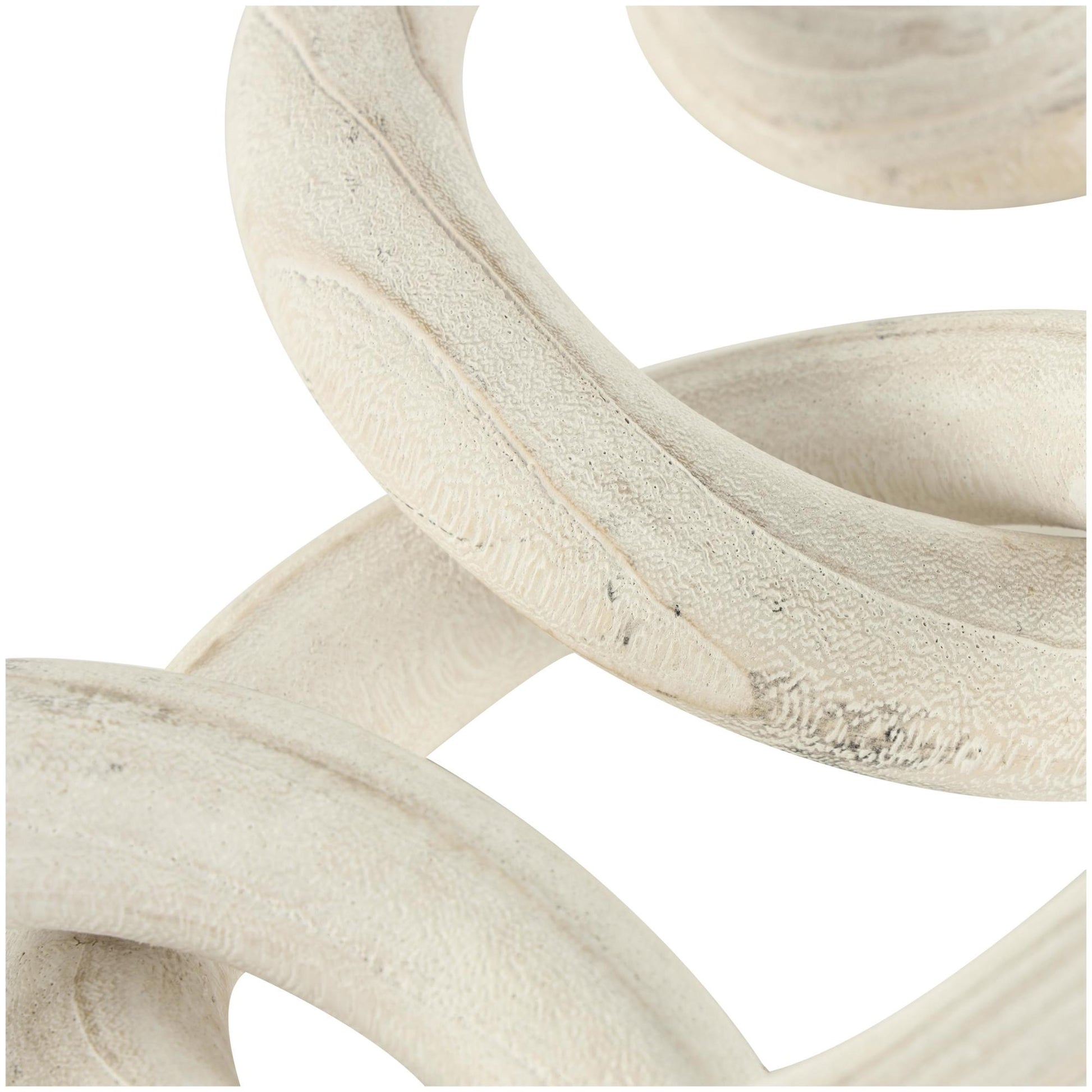 Chain White Wood 5 Link Decorative Sculpture with Natural Wood Grain