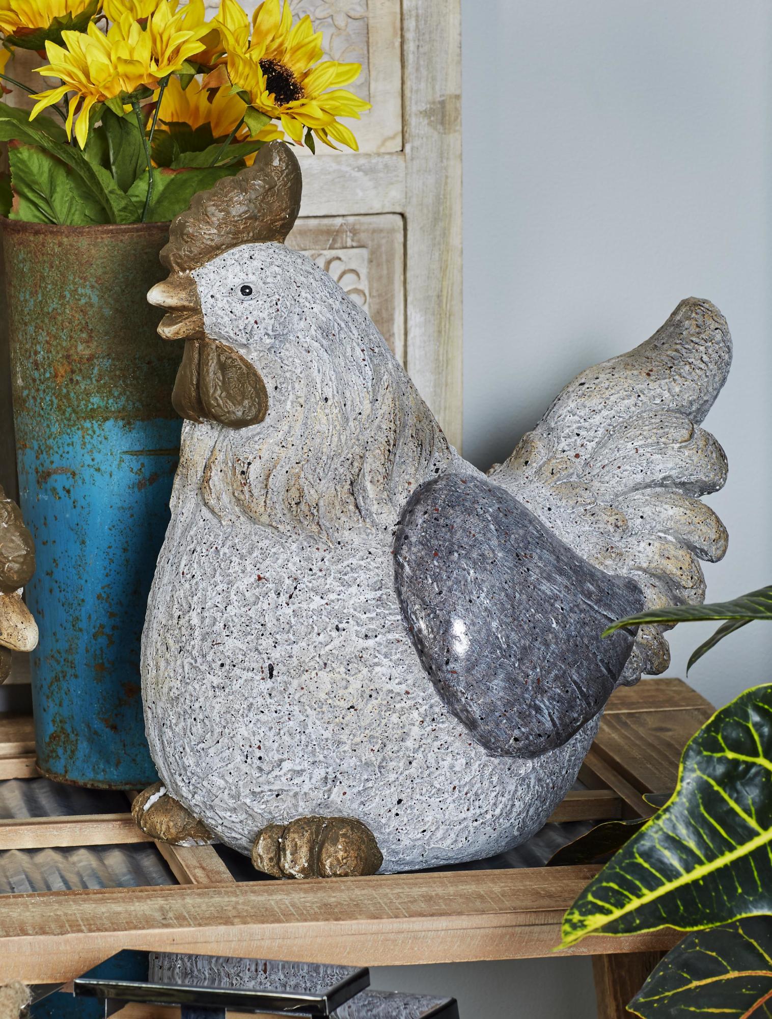 Chicken Gray Polystone Indoor Outdoor Decorative Garden Sculpture