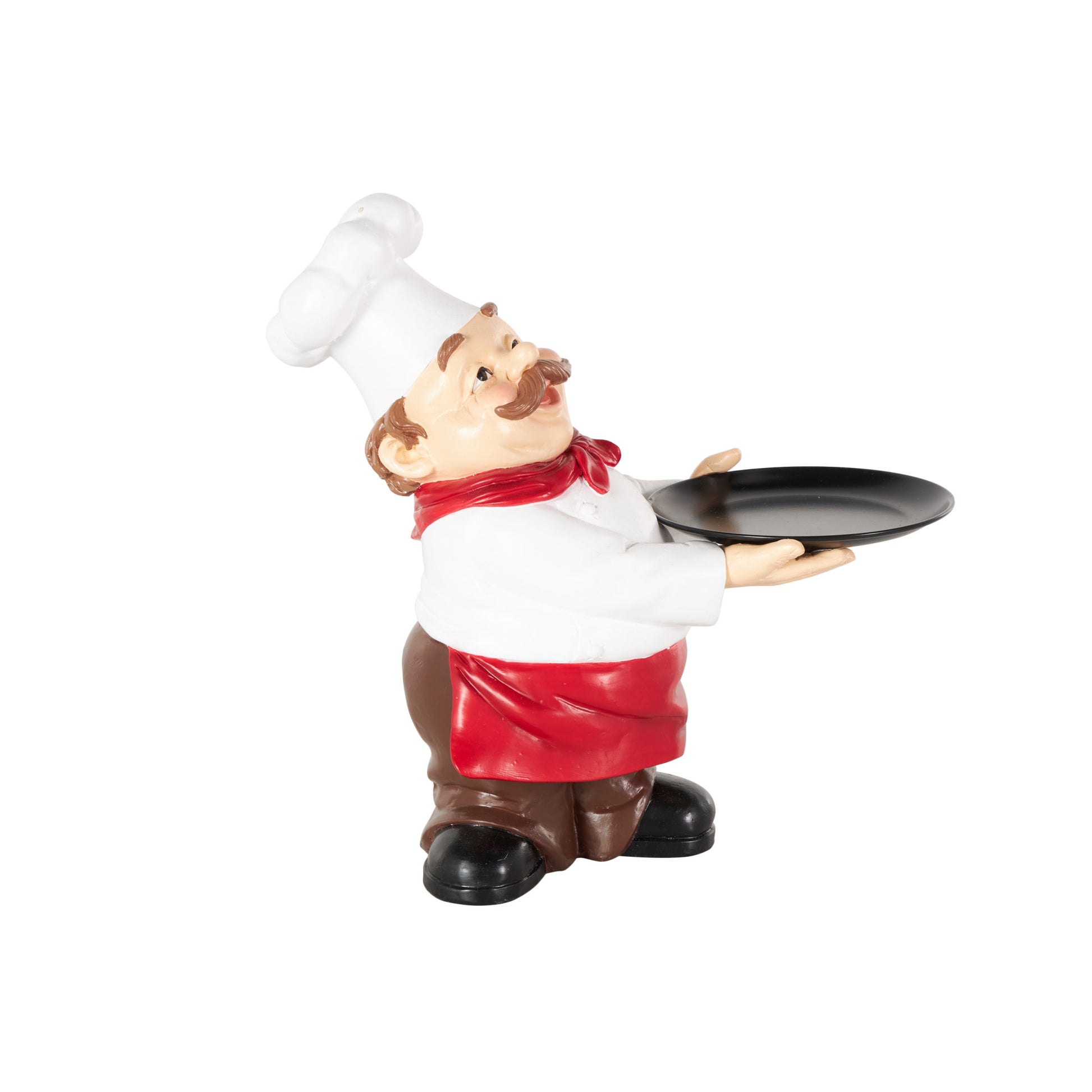 Chef White Polystone Kitchen Decorative Figurine Decorative Sculpture with Black Tray