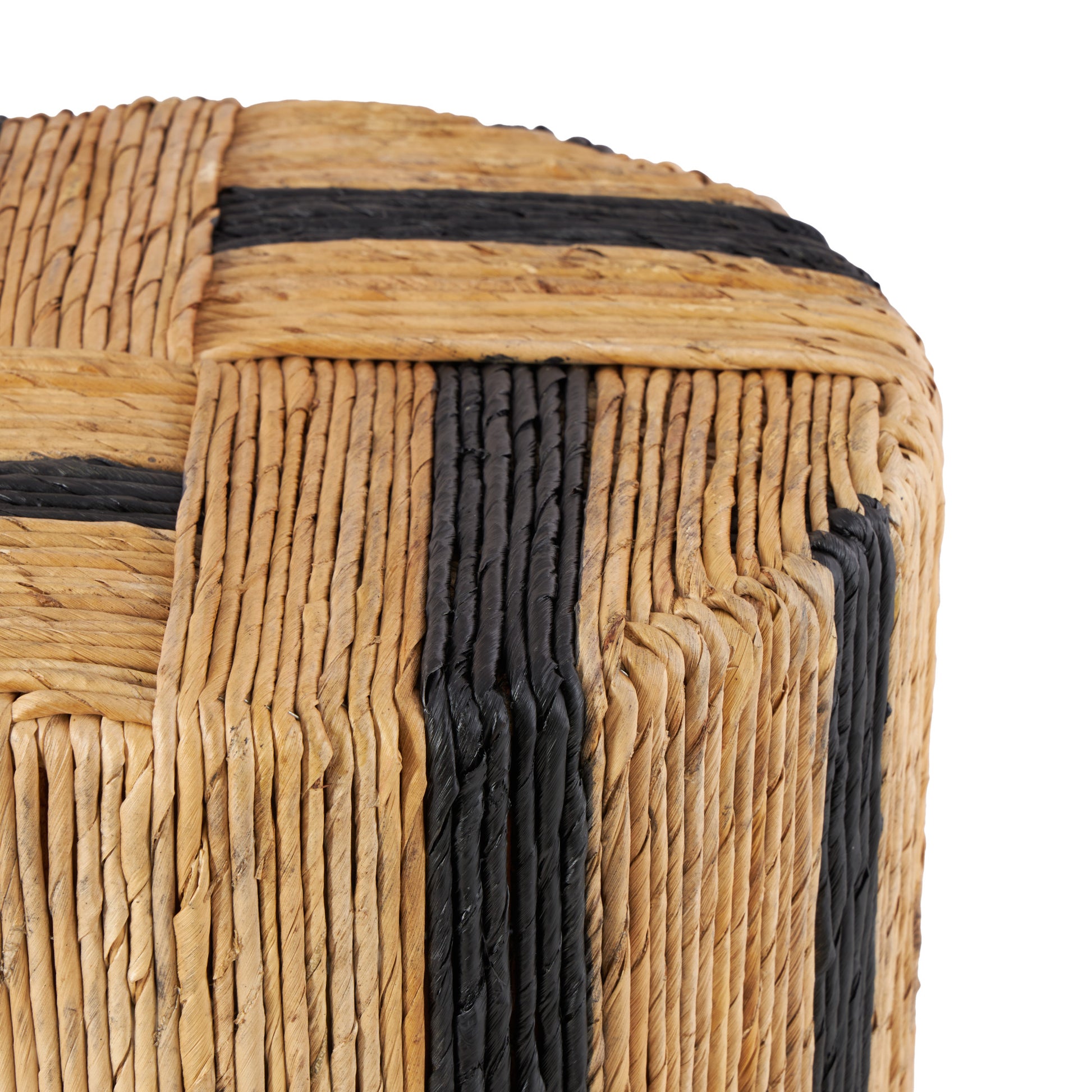 Brown Banana Leaf Handmade Linear Wrapped Side End Accent Table