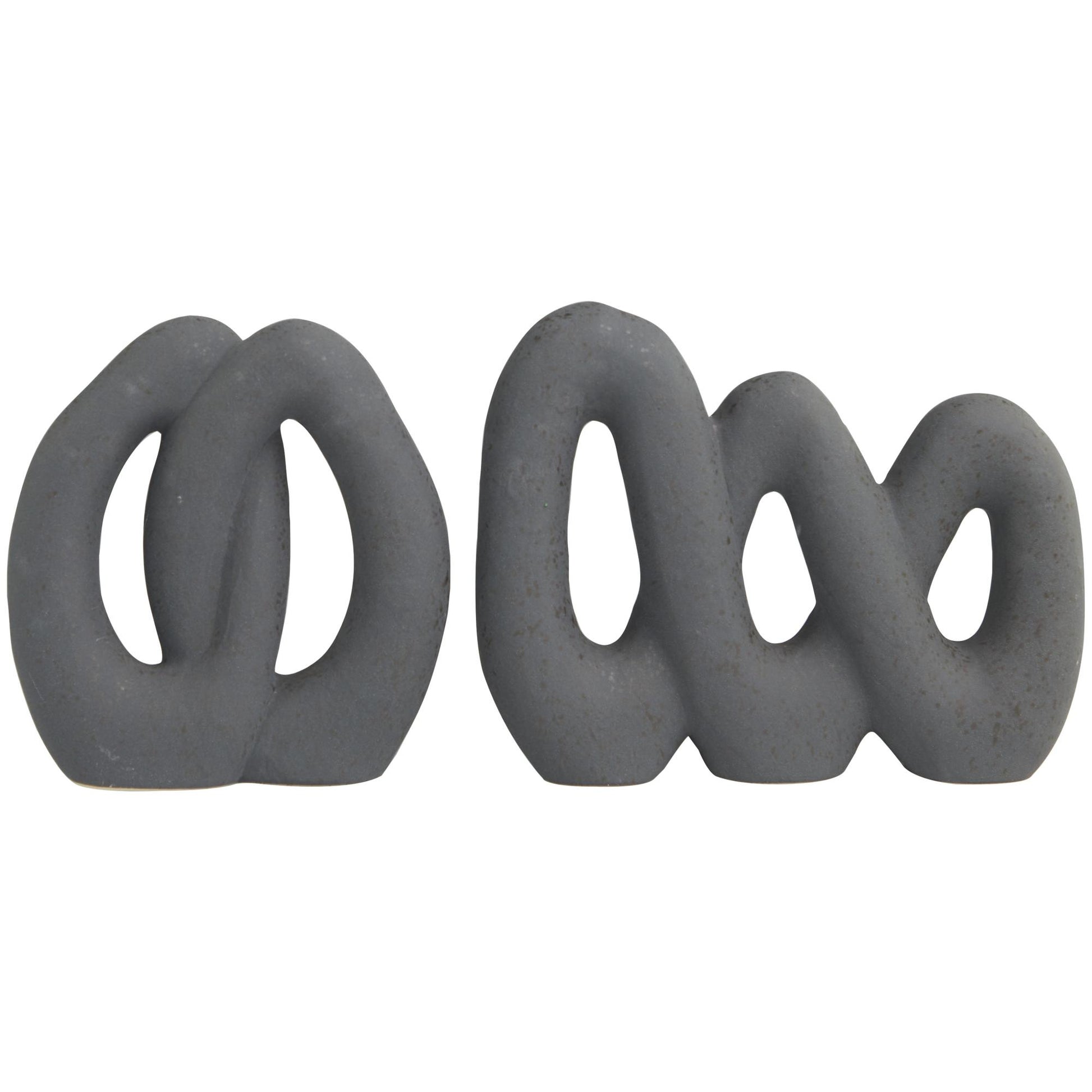 CosmoLiving by Cosmopolitan Set of 2 Abstract Black Ceramic Linked Decorative Sculpture