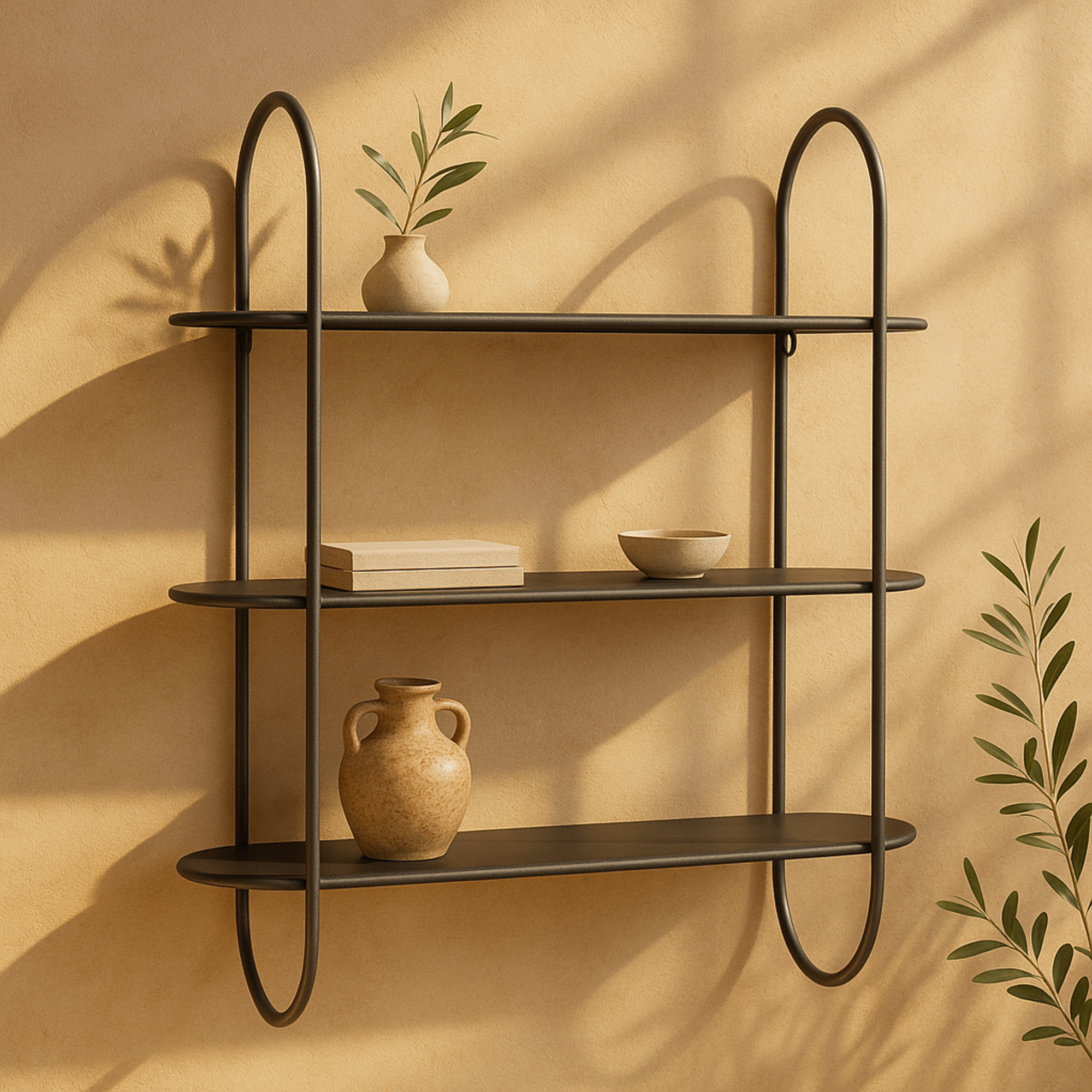 Metal Oval 3 Shelf Room Wall Shelf 28" x 8" x 28"