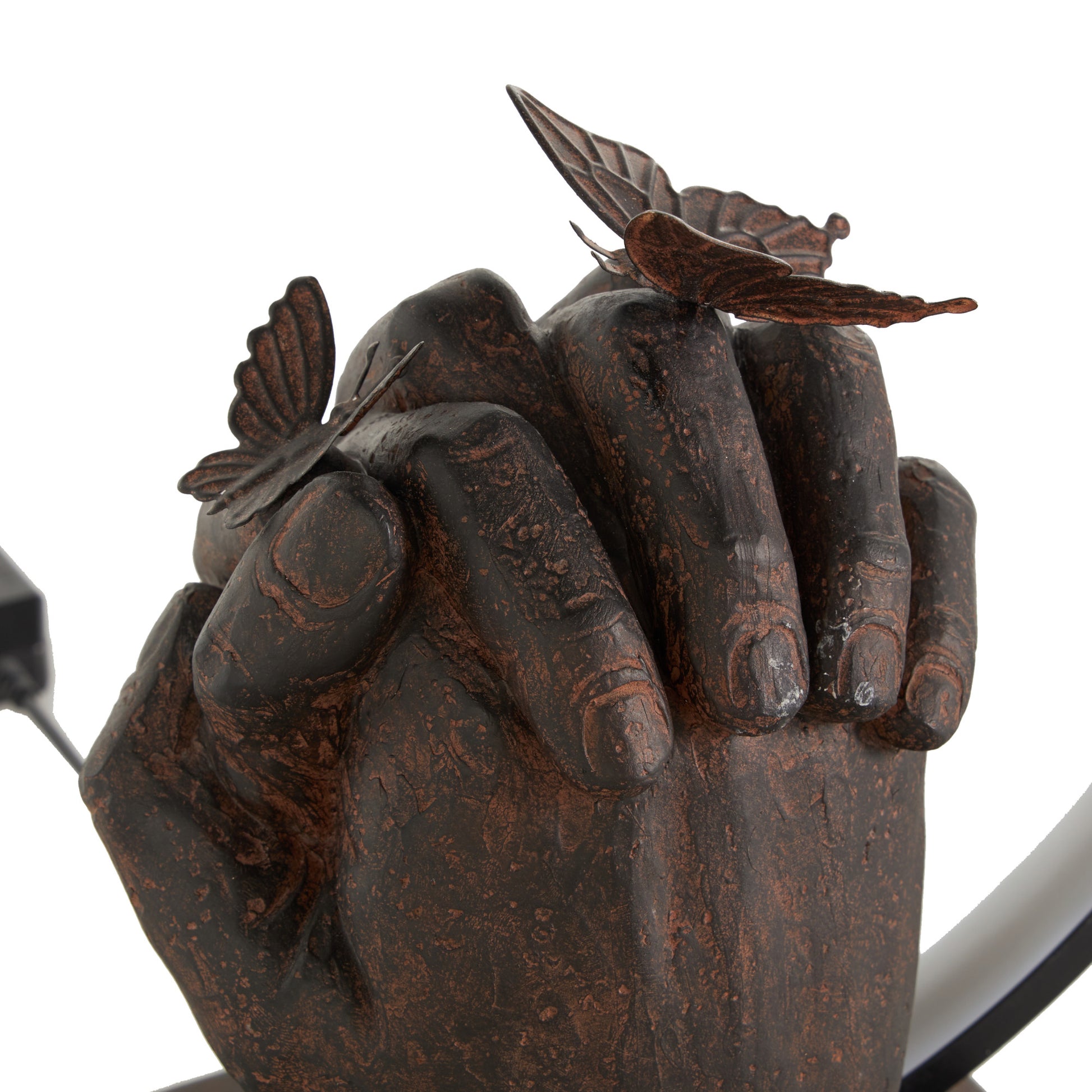 Hands Black Resin Holding Room Table Lamp with Butterfly Accents