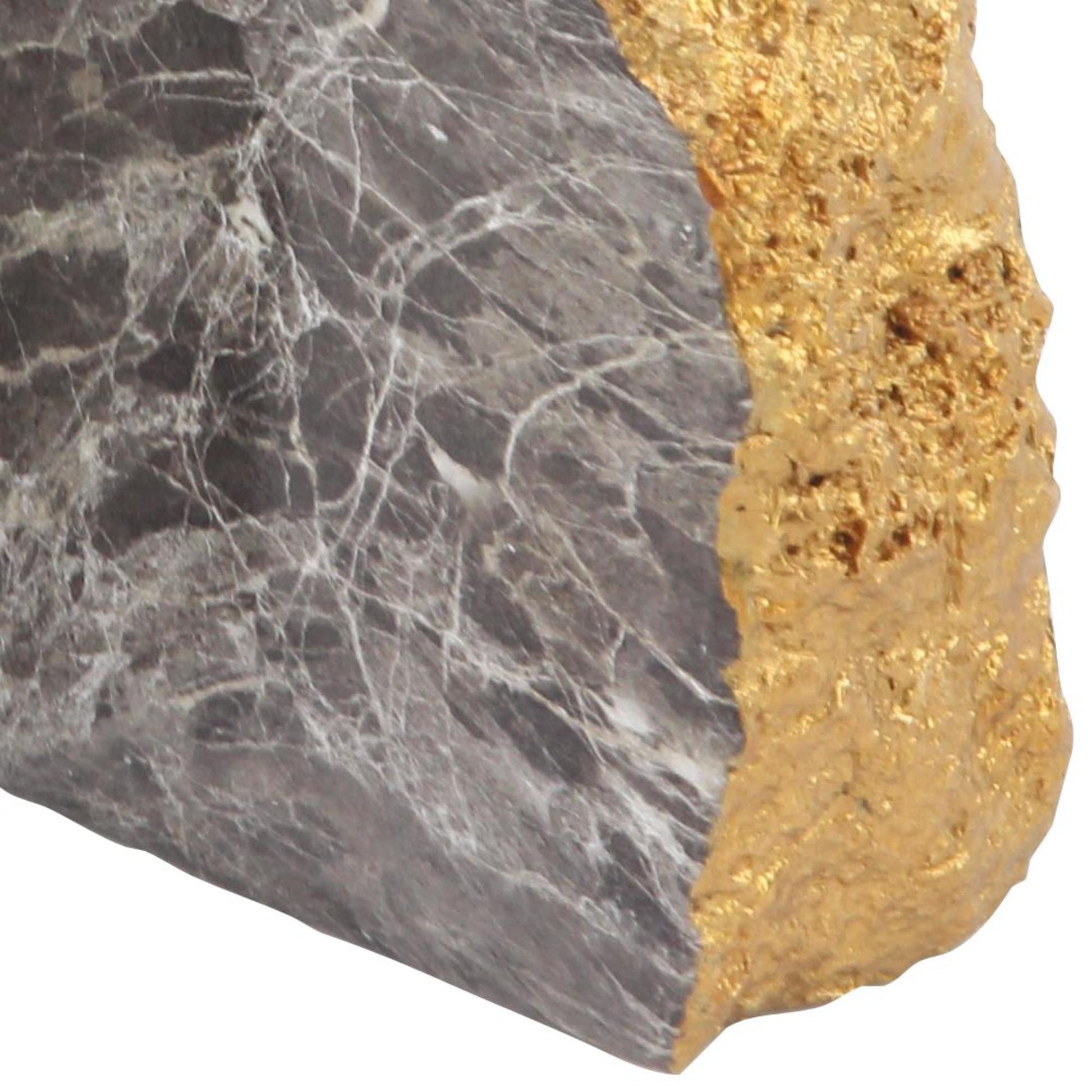 CosmoLiving by Cosmopolitan Set of 2 Geode Gray Polystone Decorative Bookends with Gold Detailing