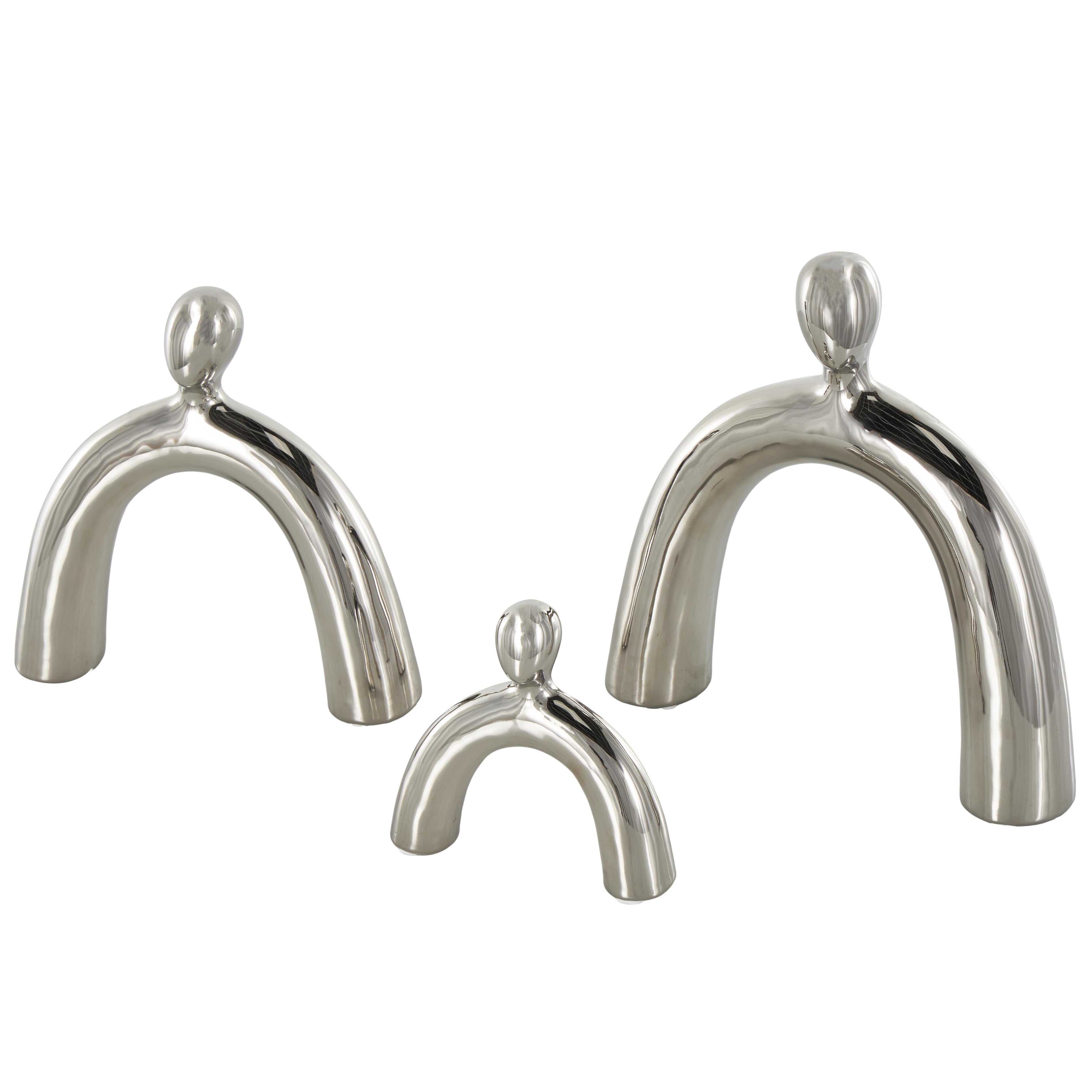 Set of 3 Family Ceramic Abstract Arched Decorative Sculpture