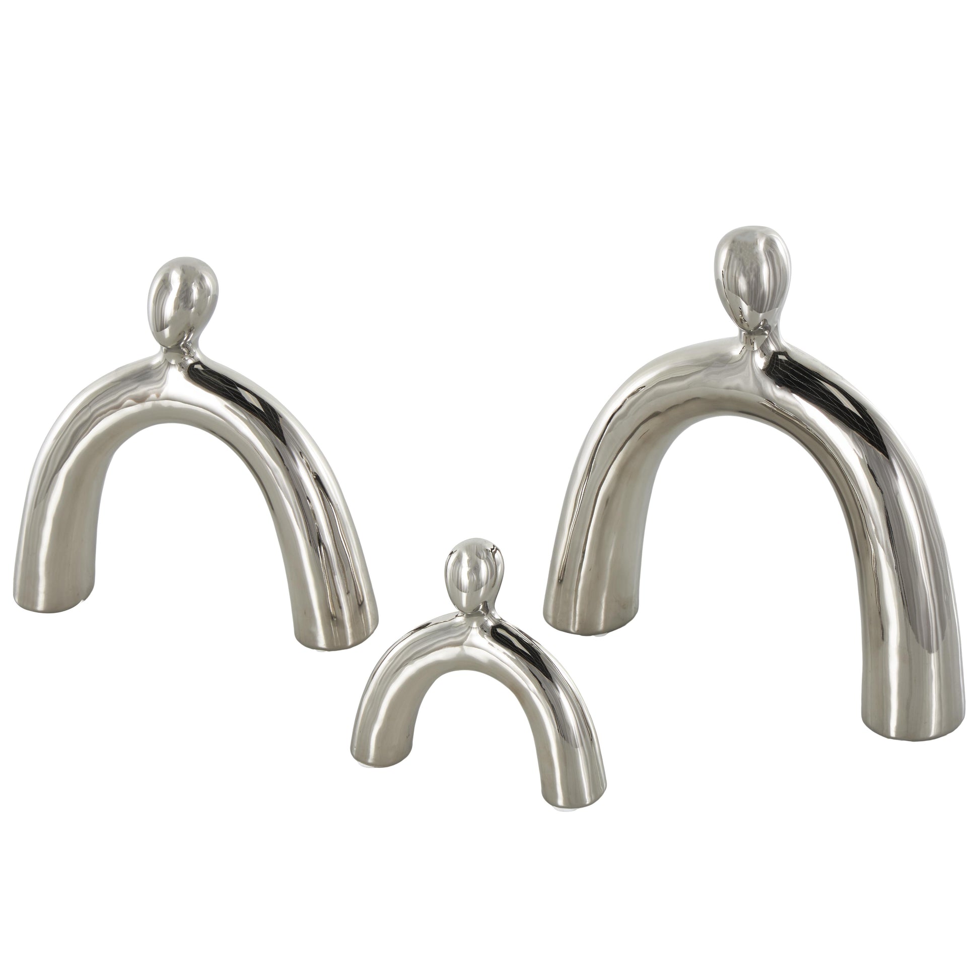 Set of 3 Family Ceramic Abstract Arched Decorative Sculpture