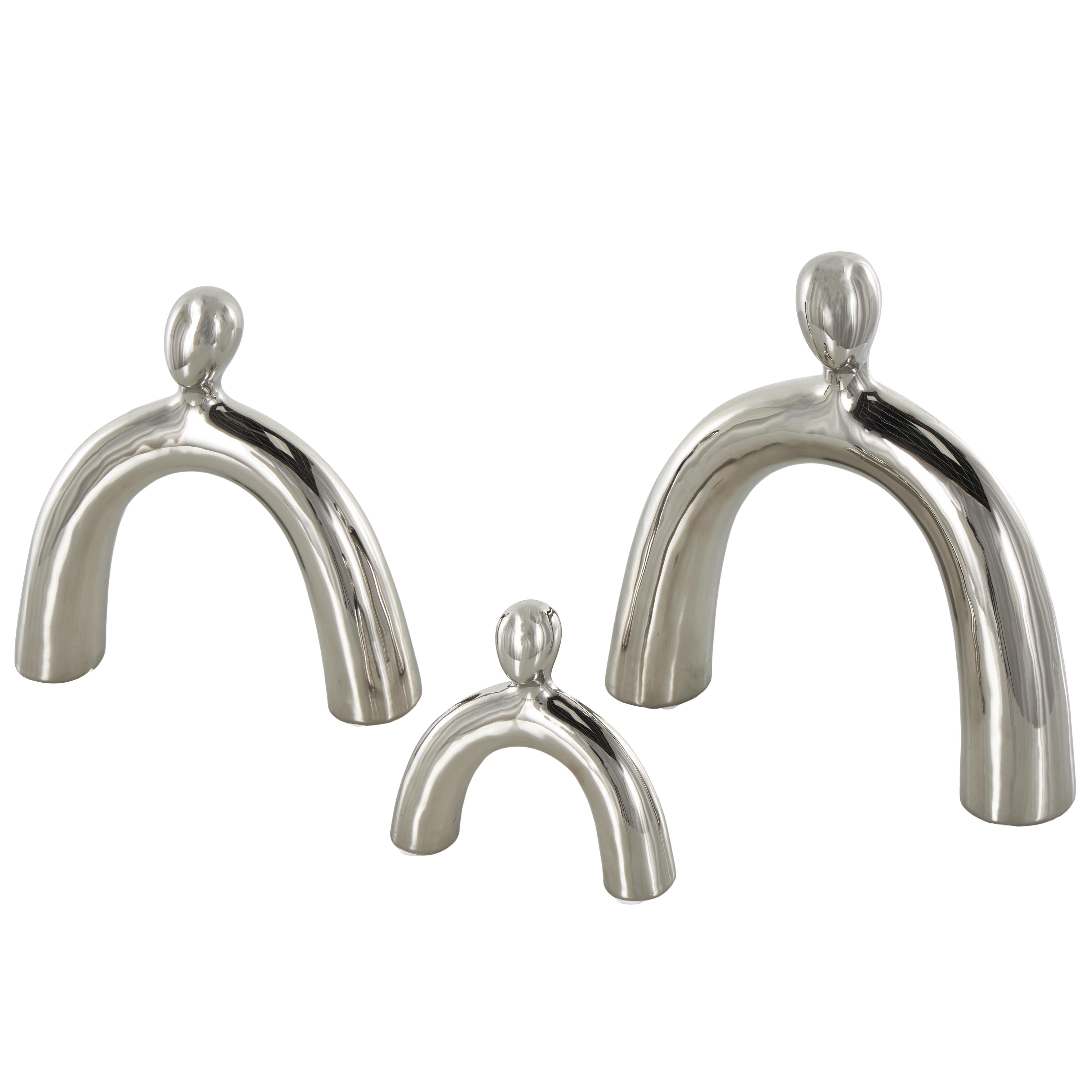 Set of 3 Family Ceramic Abstract Arched Decorative Sculpture