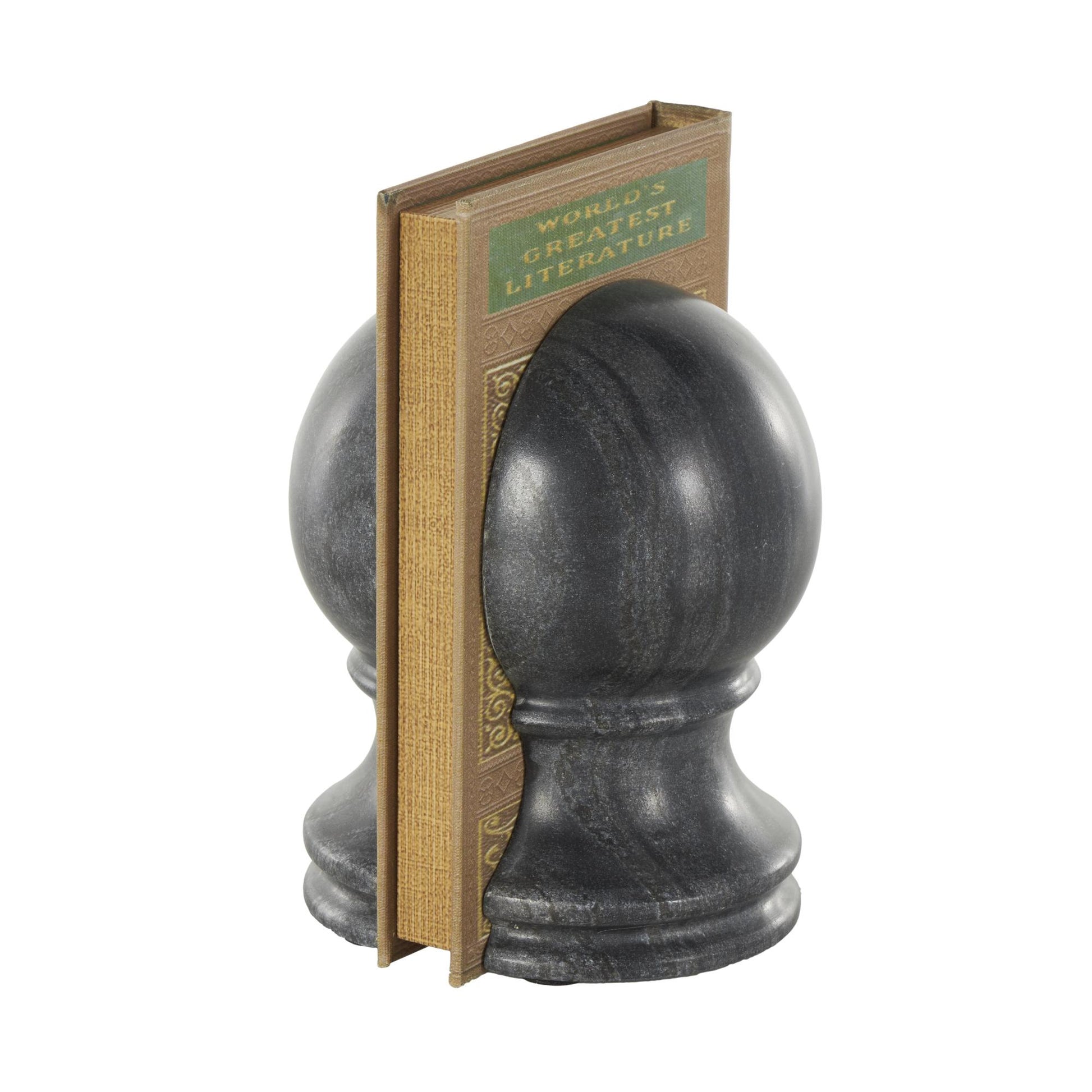 Set of 2 Globe Marble Sleek Orb Decorative Bookends